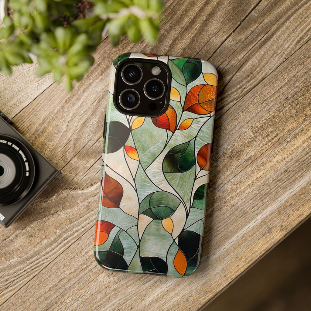 Autumn Stained Glass Leaf iPhone Case