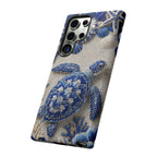 Sea Turtle Blue Ceramic Pattern Samsung Galaxy Phone Case