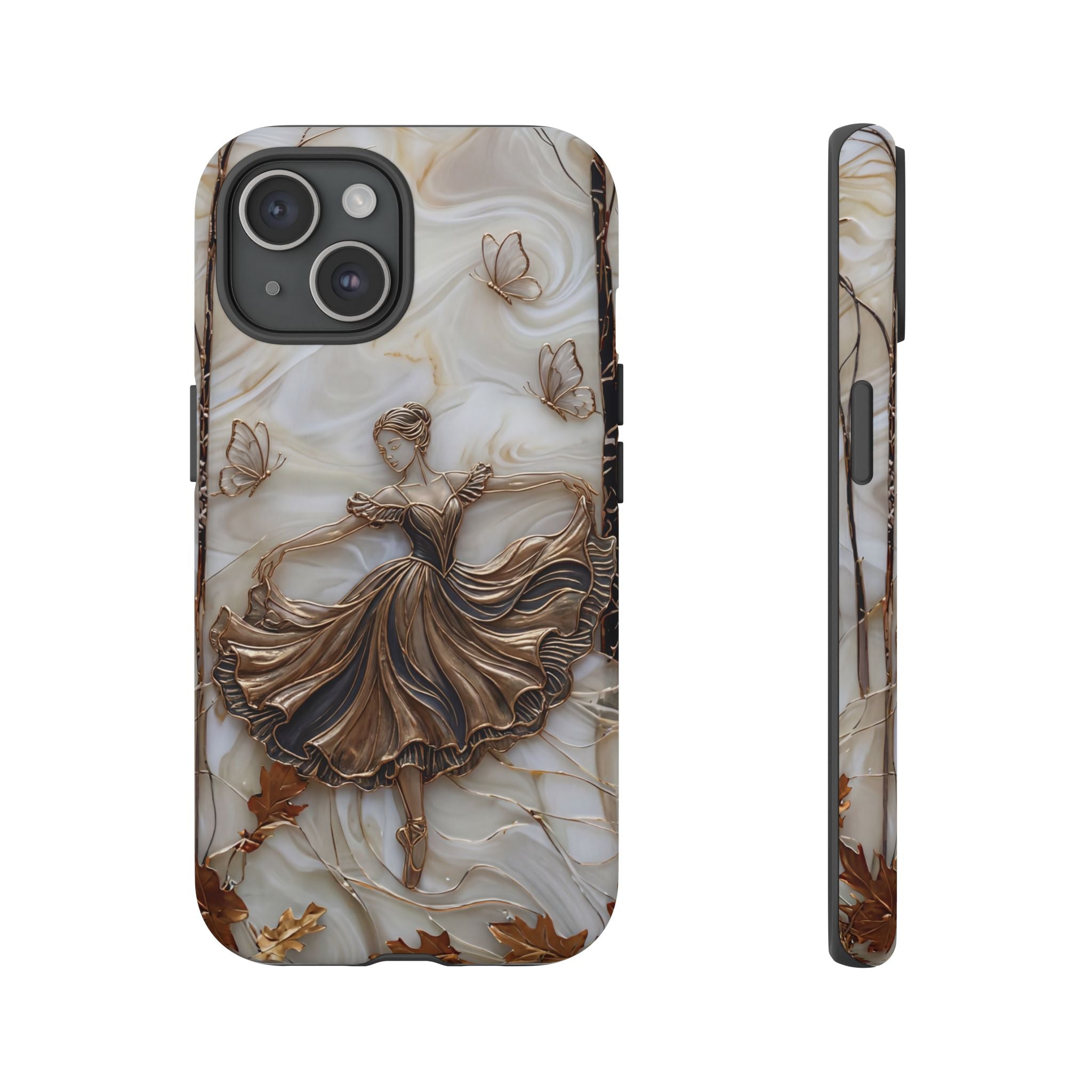 Elegant Bronze Ballerina Dance Design iPhone Case