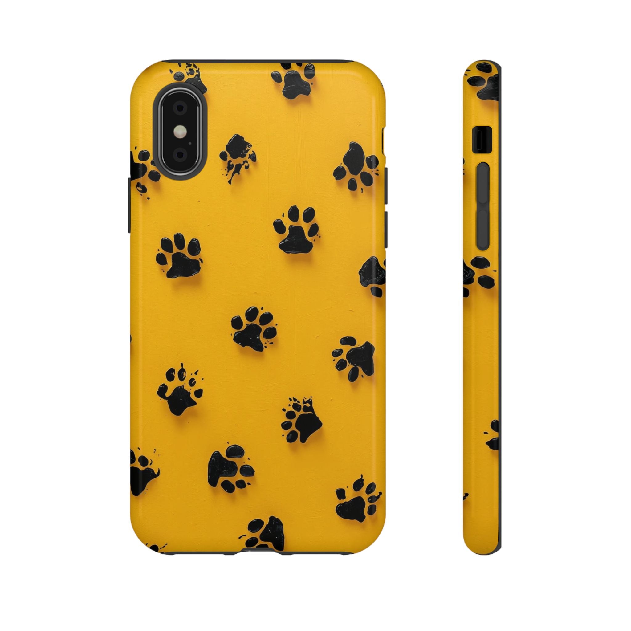 Yellow Paw Print Tough iPhone Case — Protective Dog & Cat Lover Cover