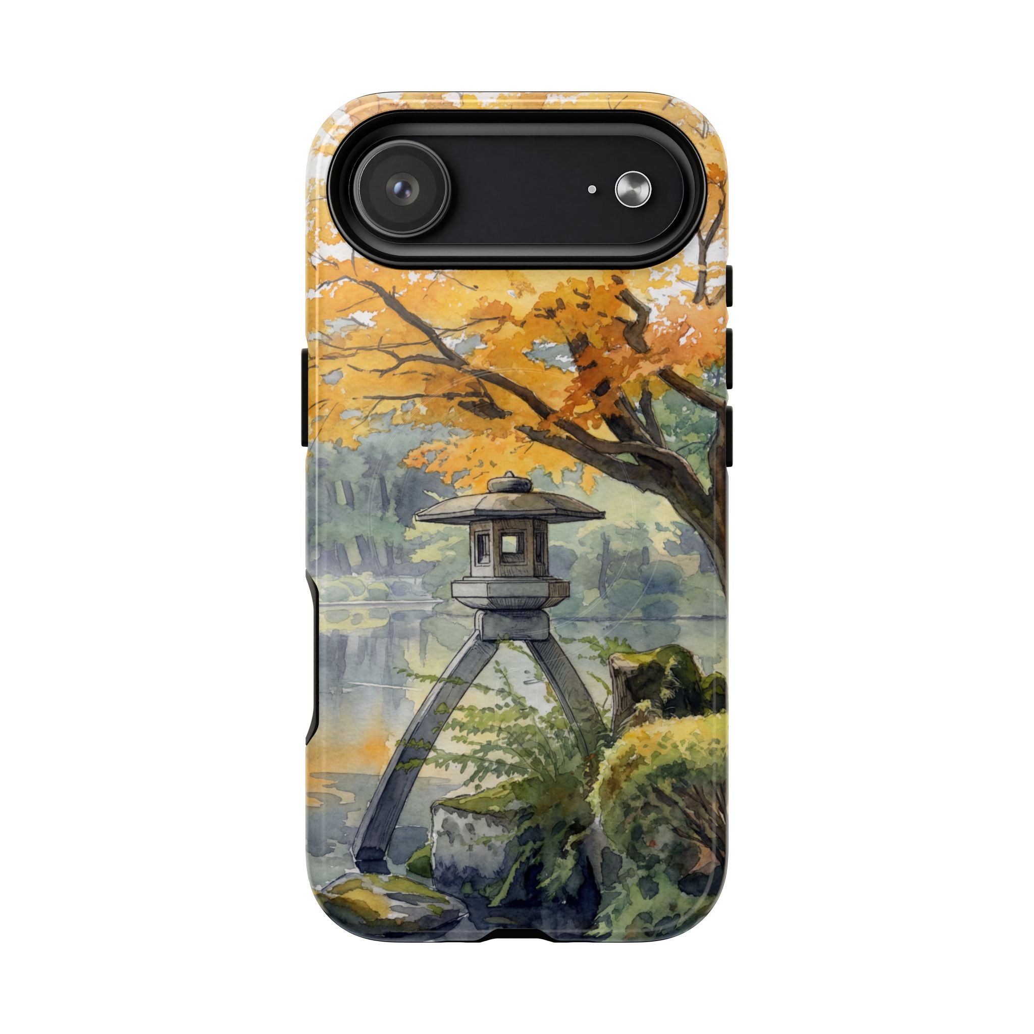 Autumn Japanese Garden MagSafe iPhone Case | Scenic Lantern Fall