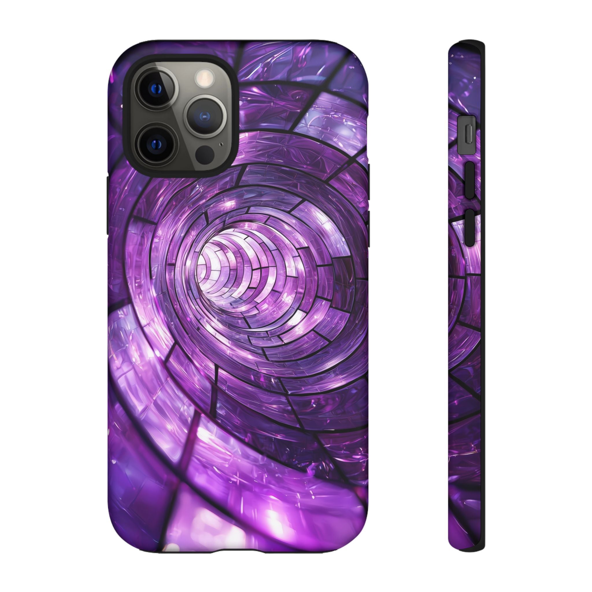 Purple Vortex Tough iPhone Case — Abstract Spiral Protective Cover