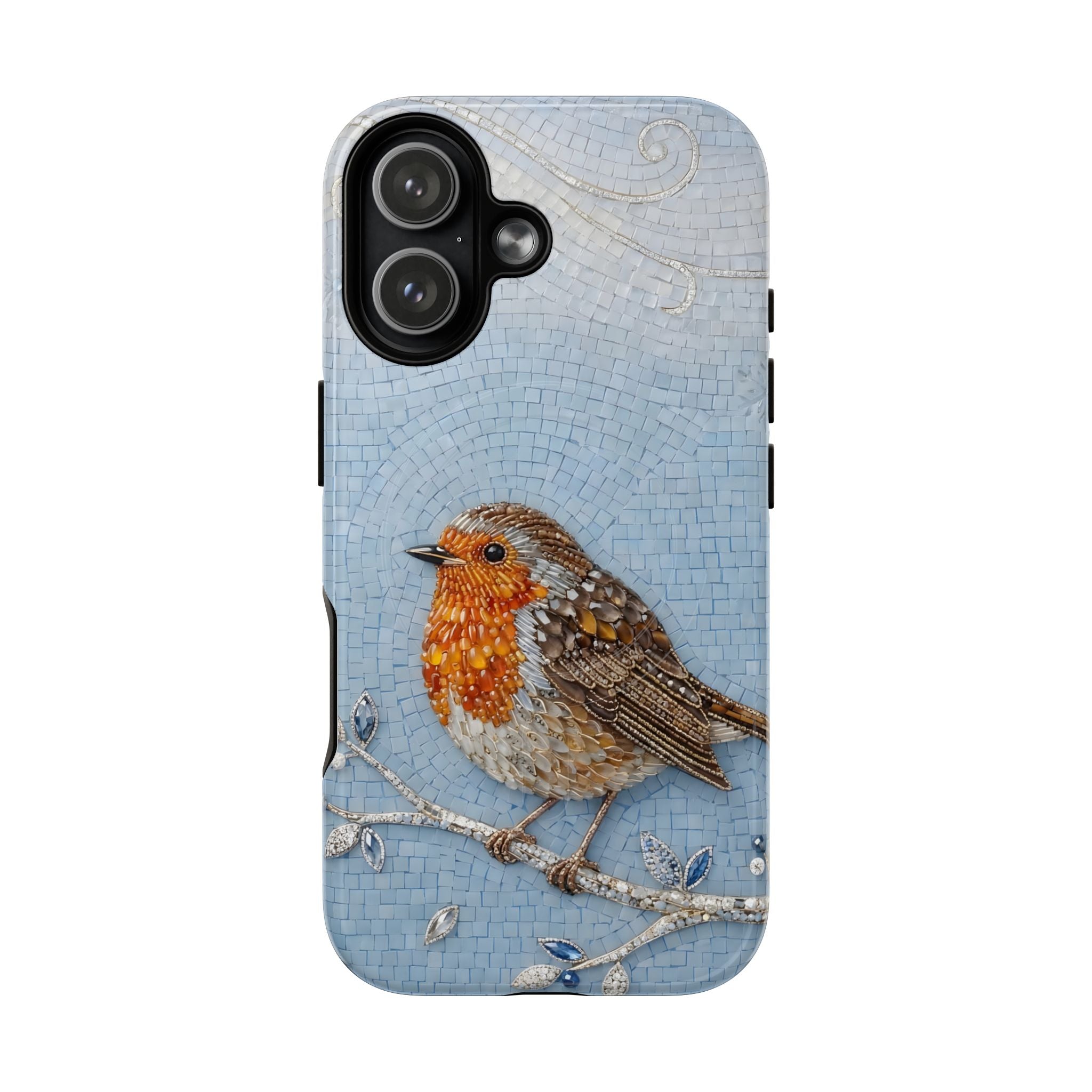 Robin Winter MagSafe iPhone Case — Protective Floral Bird Design