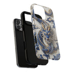 Custodia MagSafe per iPhone Drago Zodiaco Asiatico | Lussuosa Custodia Protettiva in Porcellana Blu e Bianca | Regalo Anno del Drago