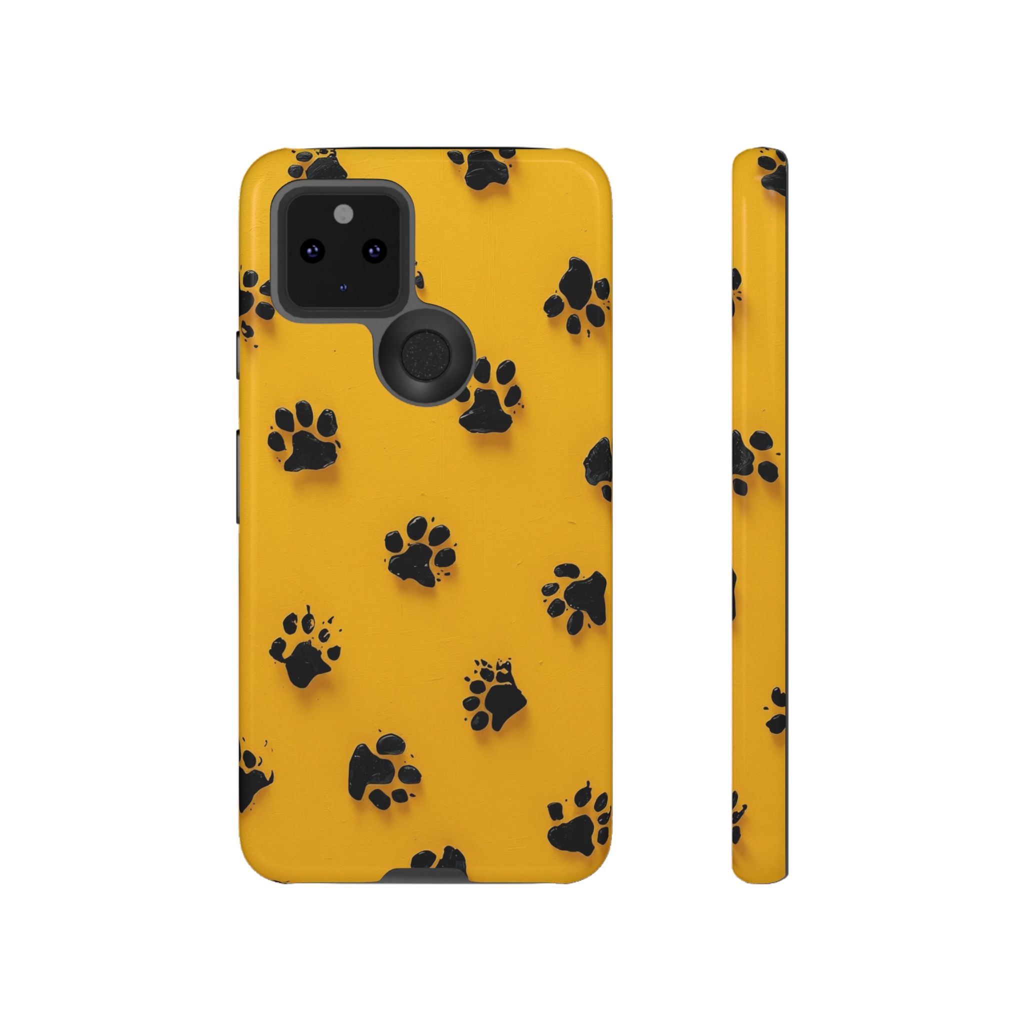 Yellow Paw Print Tough Google Pixel Case — Protective Dog & Cat Lover Cover