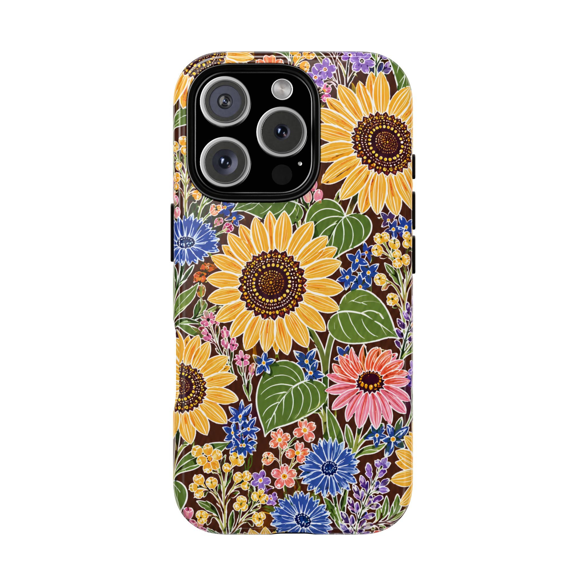 Sunflower & Wildflower Pattern Tough iPhone Case