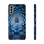 Blue Checkered Tunnel Samsung Galaxy Case — 3D Optical Illusion Tough Case