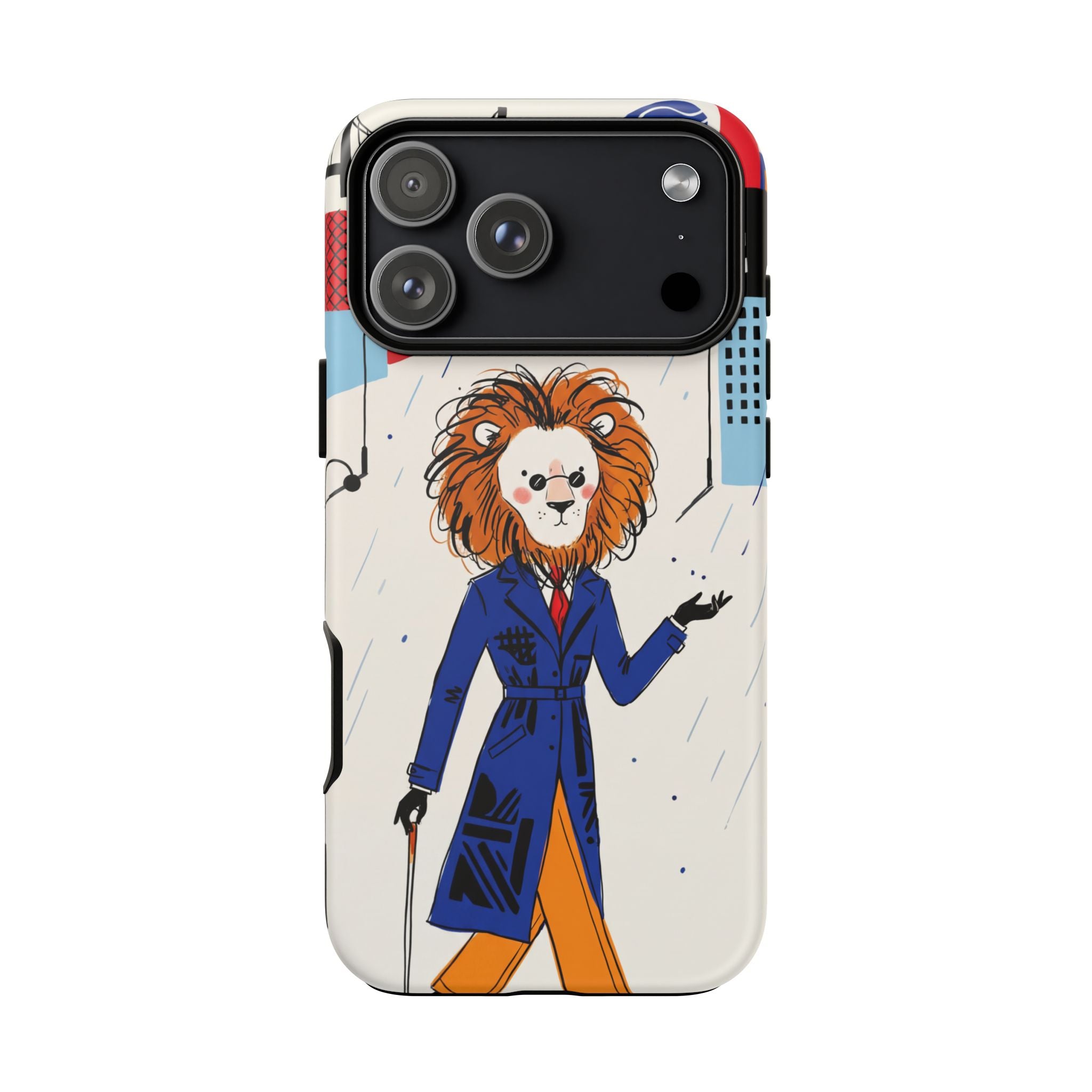 Lion Gentleman iPhone Case | Dapper Lion in City Rain