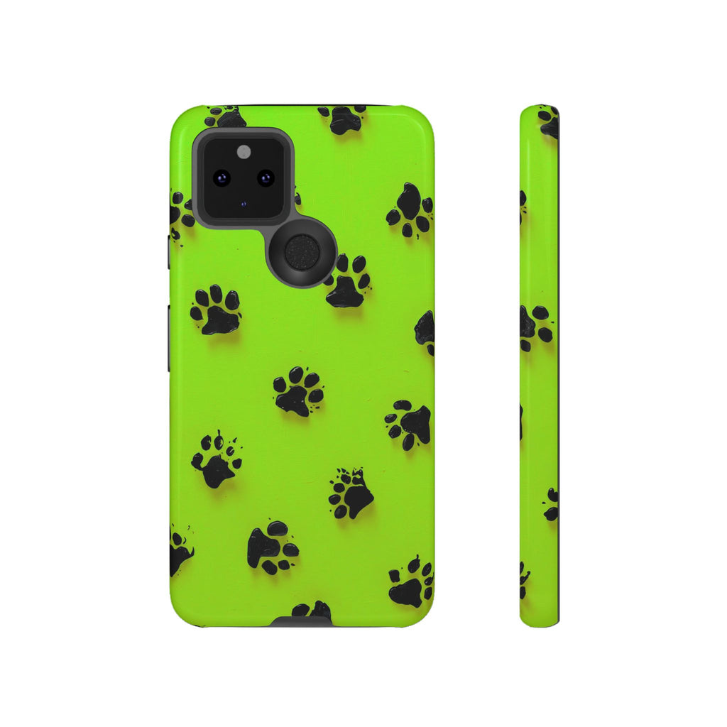 Neon Paw Print Tough Google Pixel Case — Shockproof Pet Lover iPhone Cover