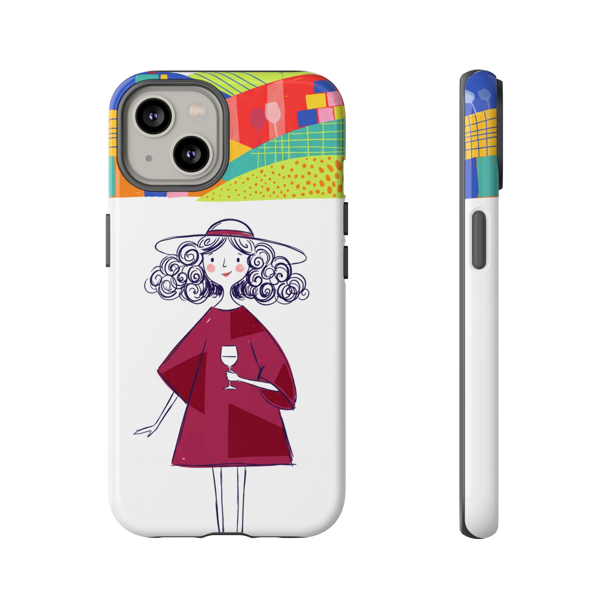 Colourful Artistic Wine Lady iPhone Case