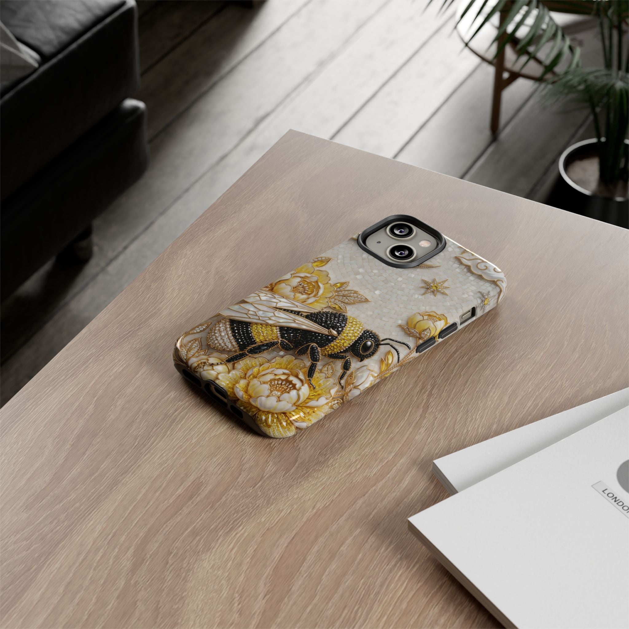 Golden Bee iPhone Case | Floral Moon iPhone Protector