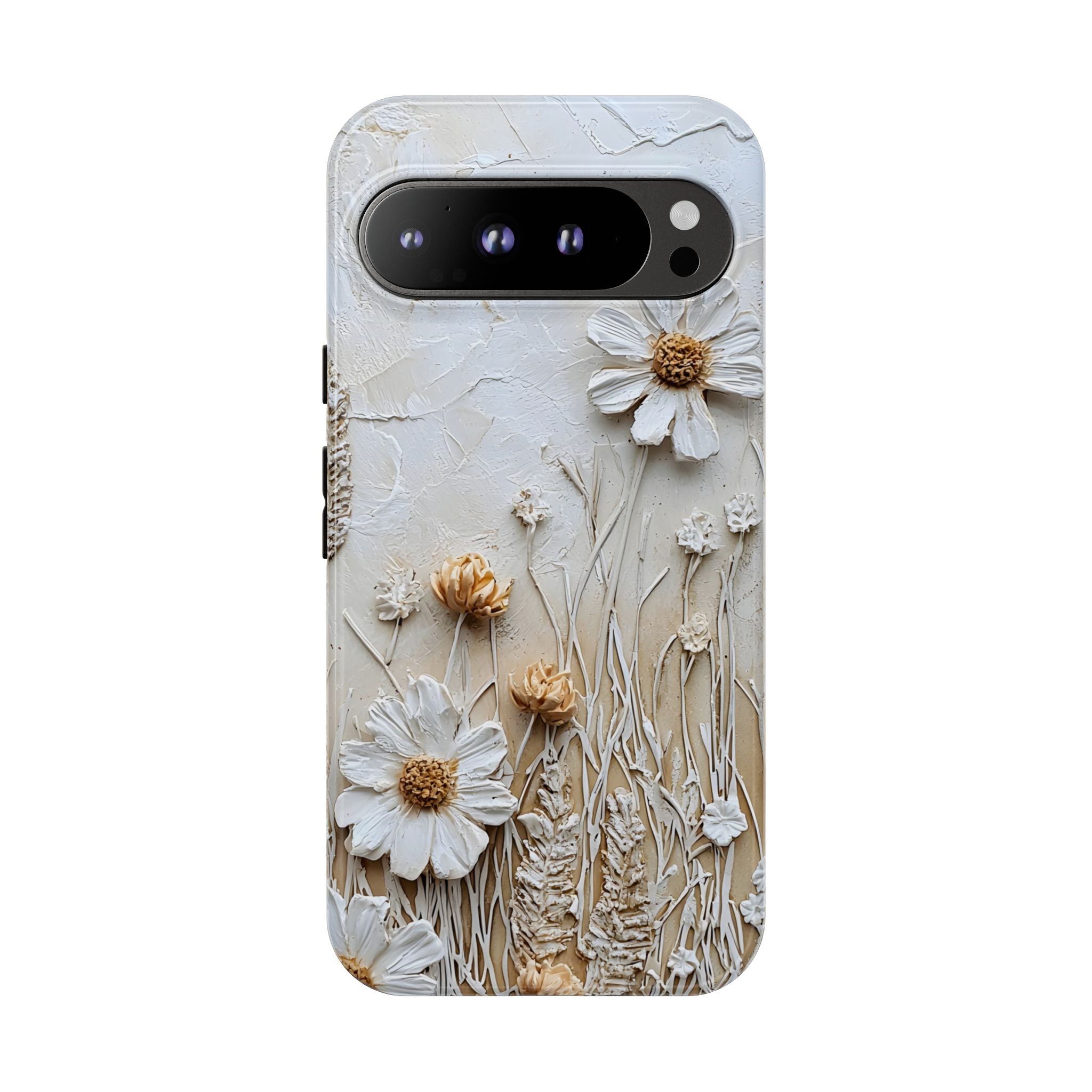 Textured Daisy Art Floral Relief Google Pixel Case