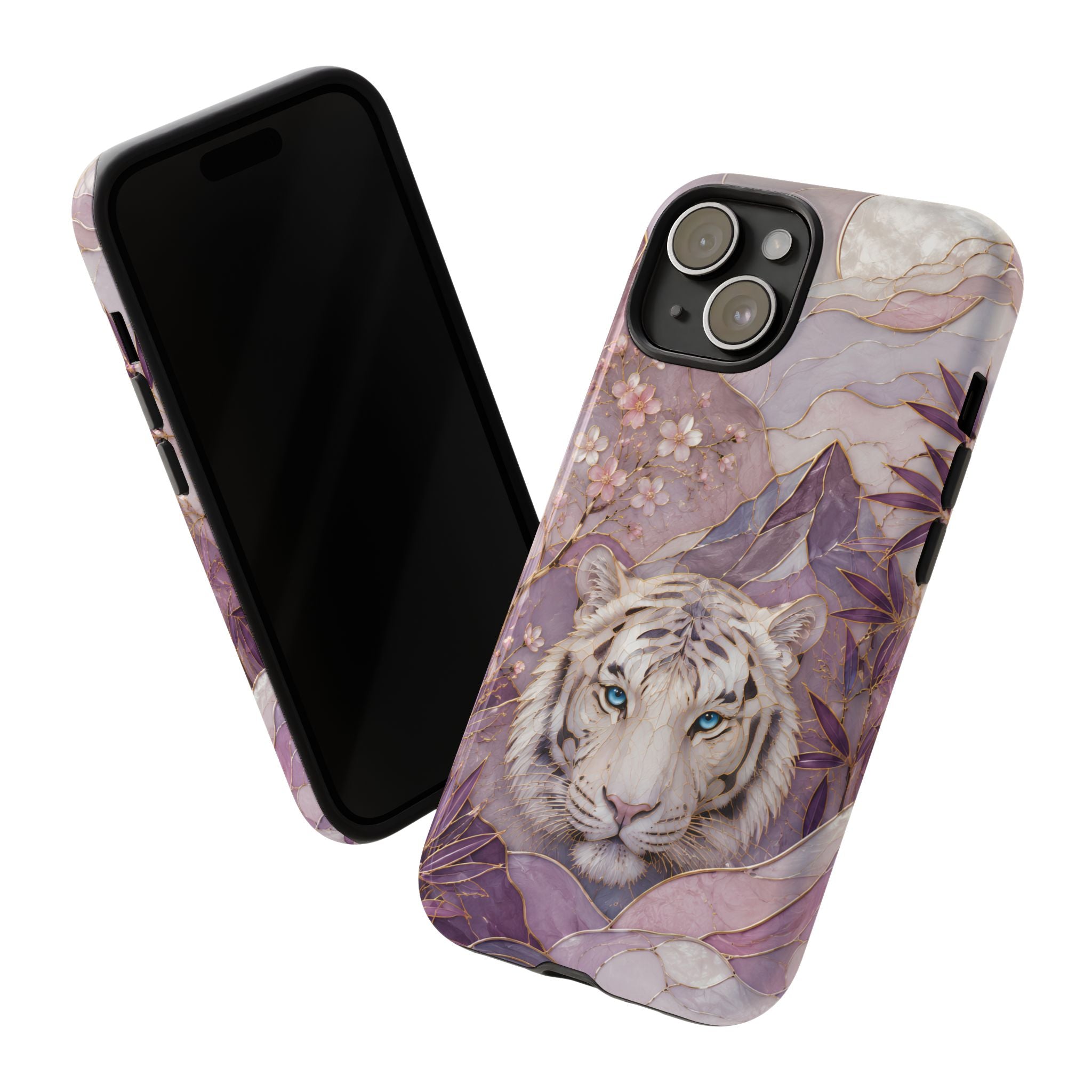 White Tiger iPhone Case | Cherry Blossom Art Cover