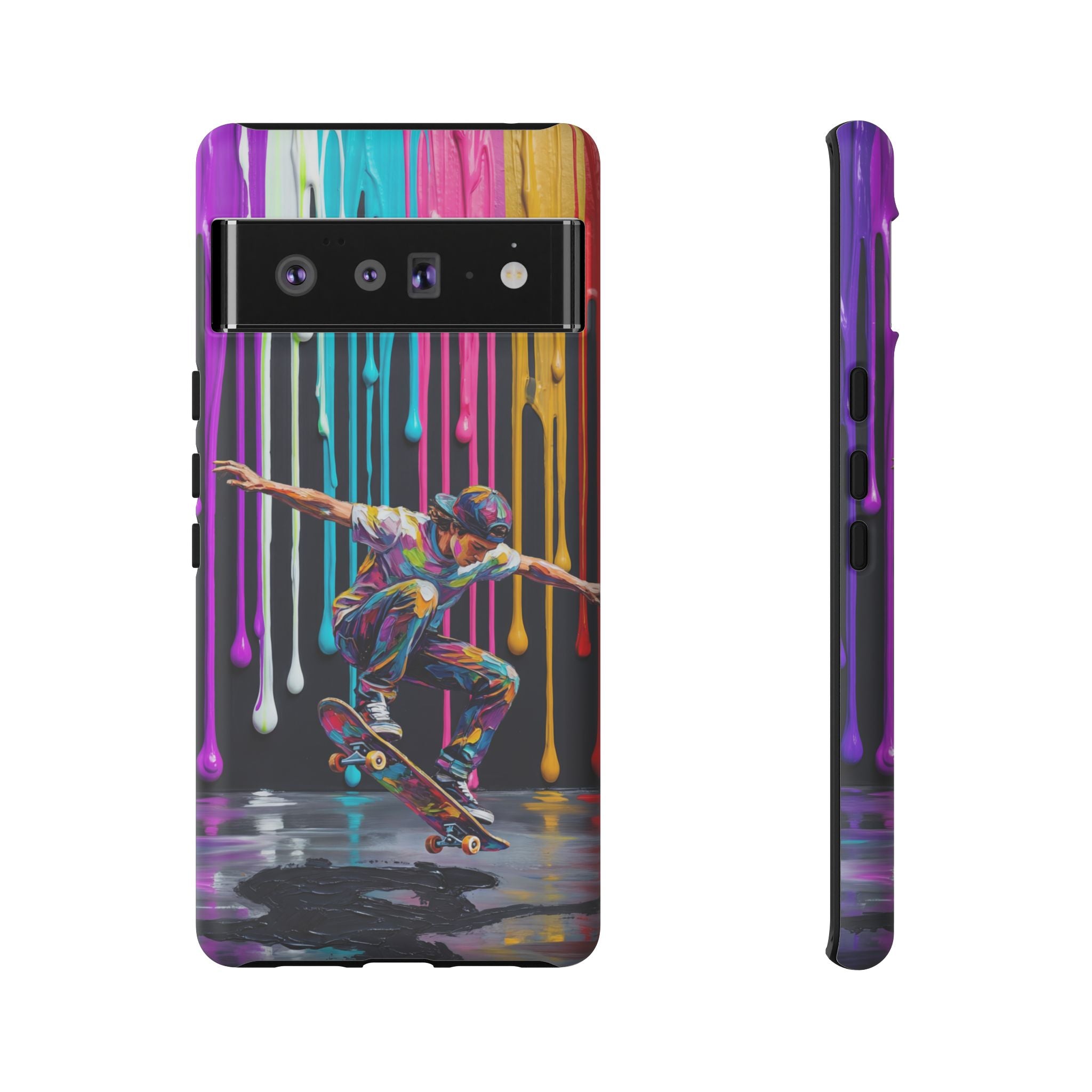 Colourful Drip Art Skateboarder Splash Google Pixel Phone Case