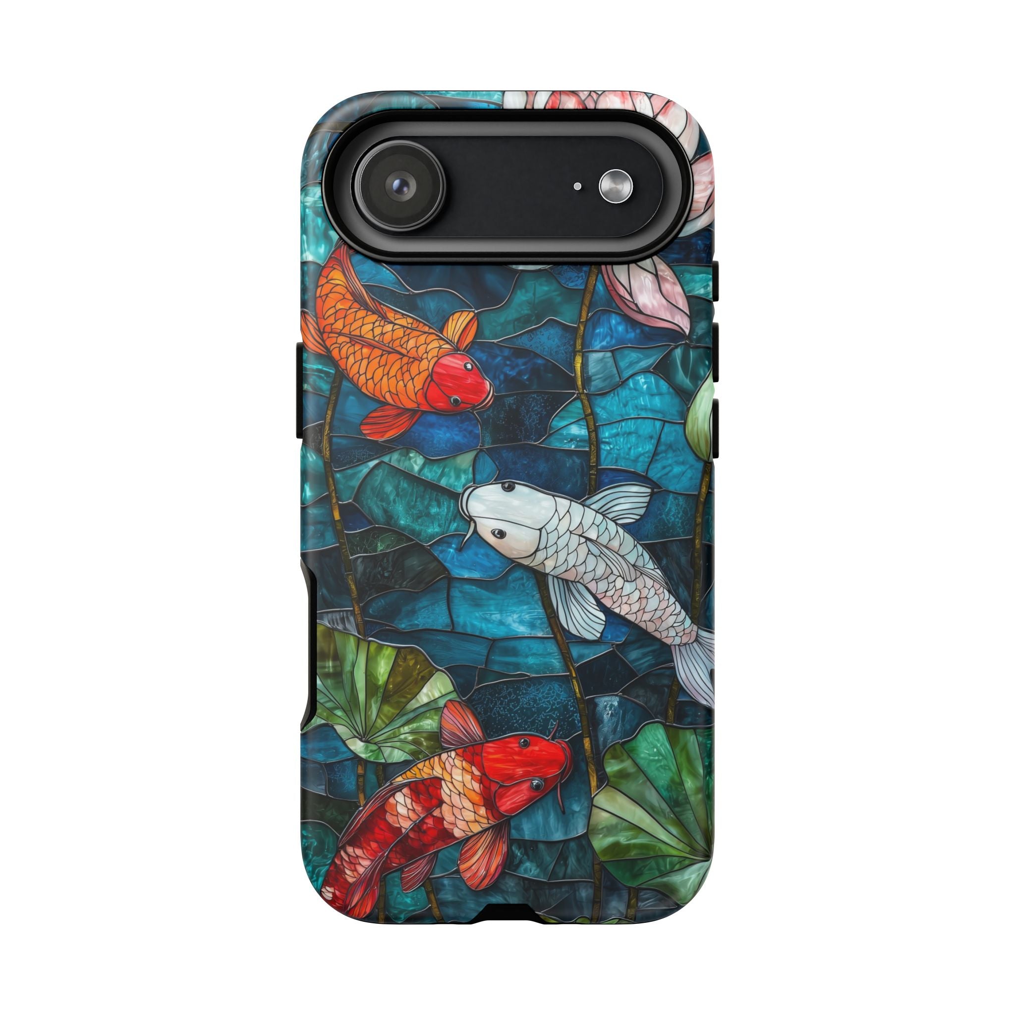 Koi Pond Tough iPhone Case — Stained Glass Lotus & Koi Design