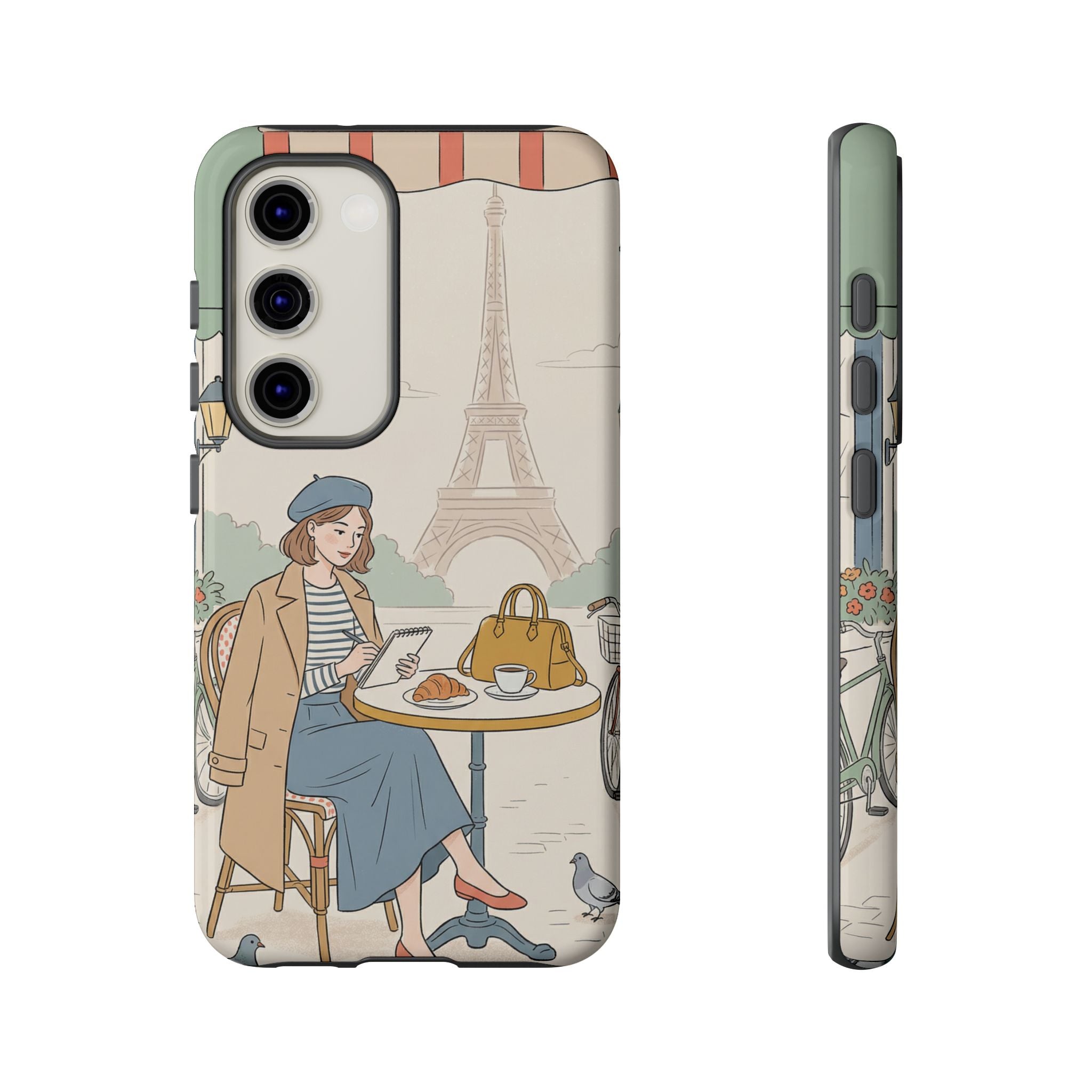 Paris Cafe Samsung Galaxy Phone Case | Cute Vintage Eiffel Tower Travel