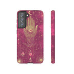 Mystic Hamsa Samsung Galaxy Case | Gold Palm & All-Seeing Eye on Magenta Galaxy