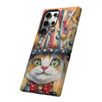 Cat in Colourful Top Hat Samsung Galaxy Case — Whimsical Cat Art iPhone Case