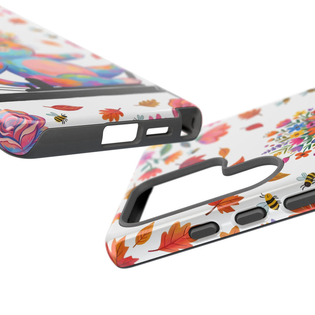 Custodia protettiva Samsung Galaxy per telefono con gatto floreale colorato su reformer Pilates
