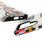 Whimsical Girl on Brompton Bicycle Urban Illustration Samsung Galaxy Phone Case