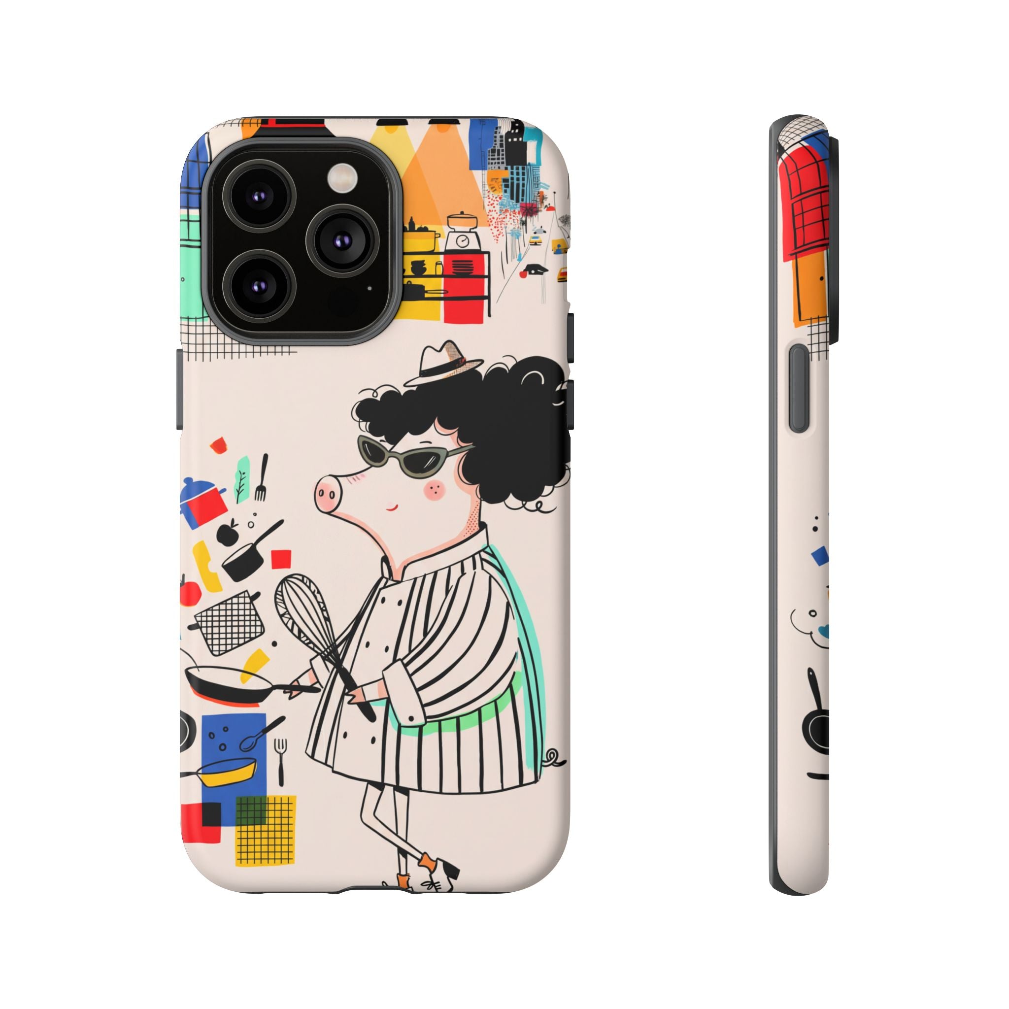 Cute Chef Pig iPhone Case | Quirky Cartoon Kitchen Art Tough Case