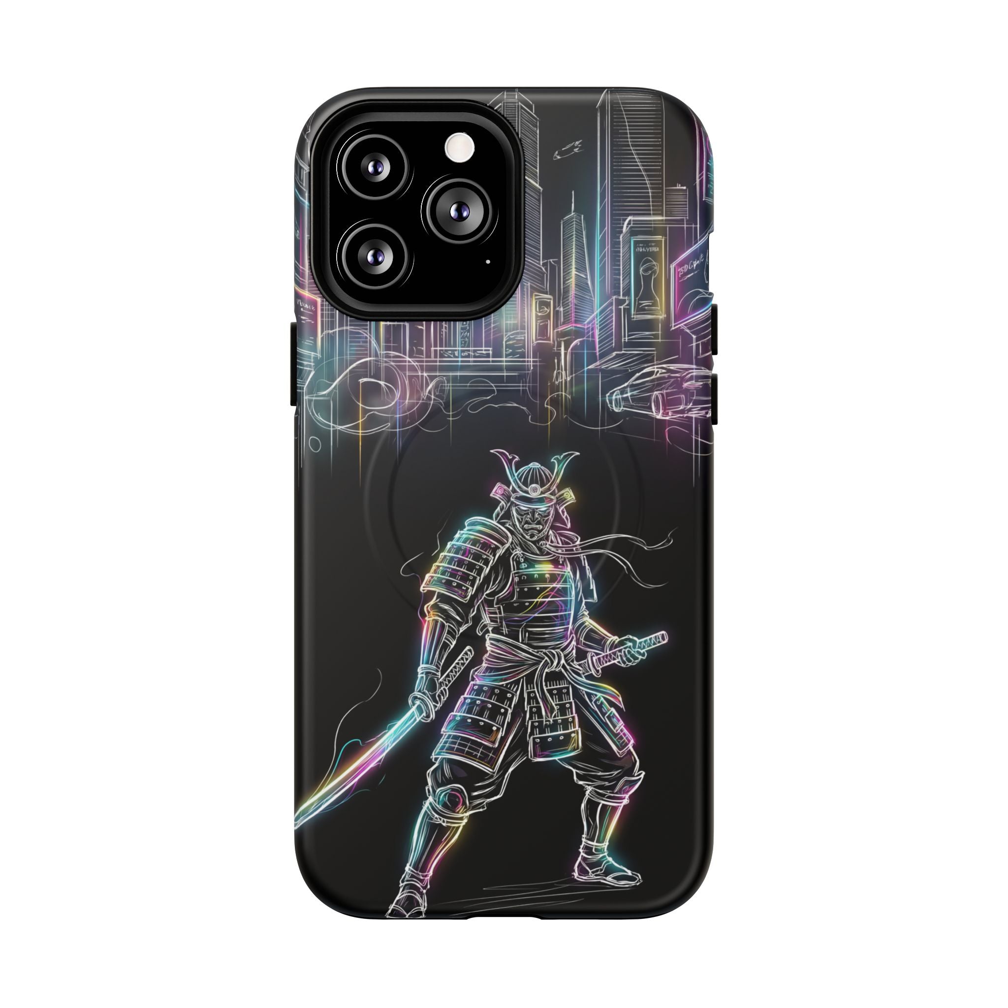 Neon Samurai MagSafe iPhone Case | Cyberpunk City Armor