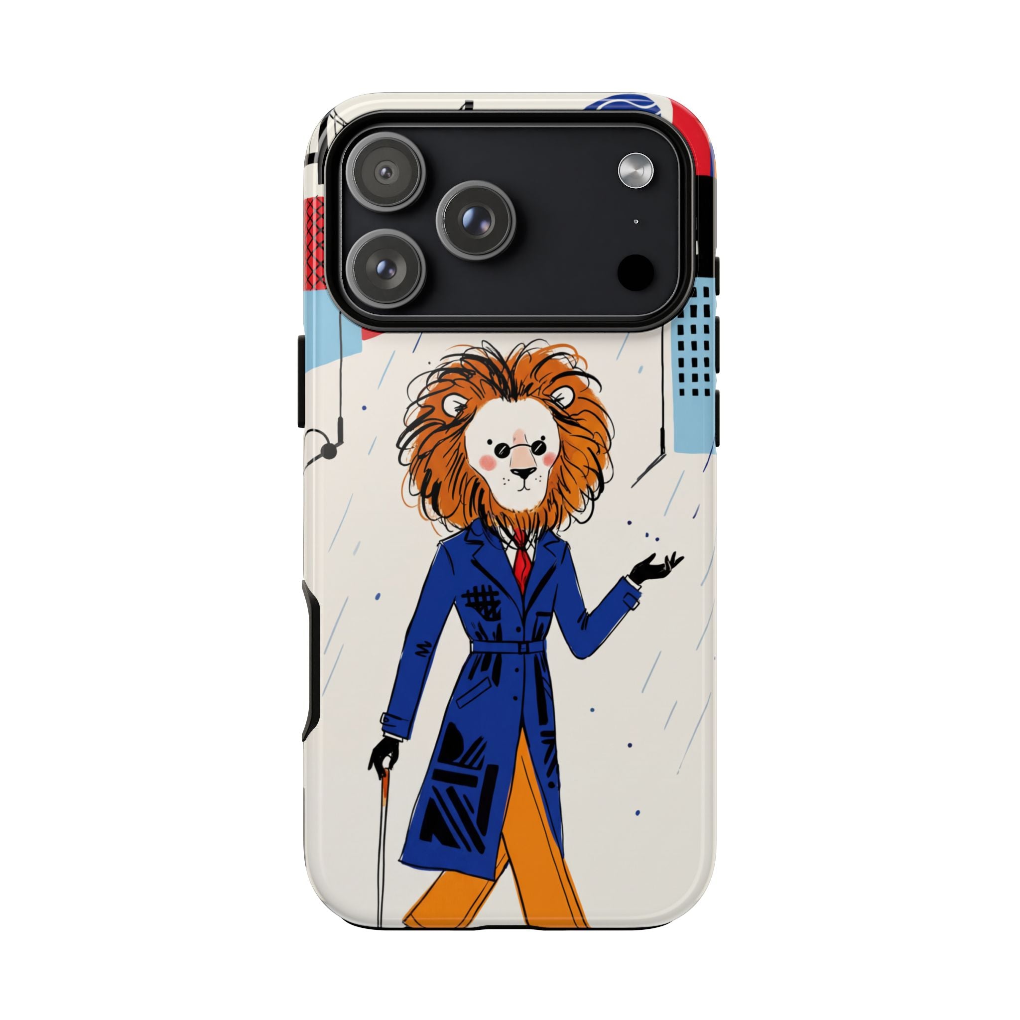Lion Gentleman iPhone Case | Dapper Lion in City Rain