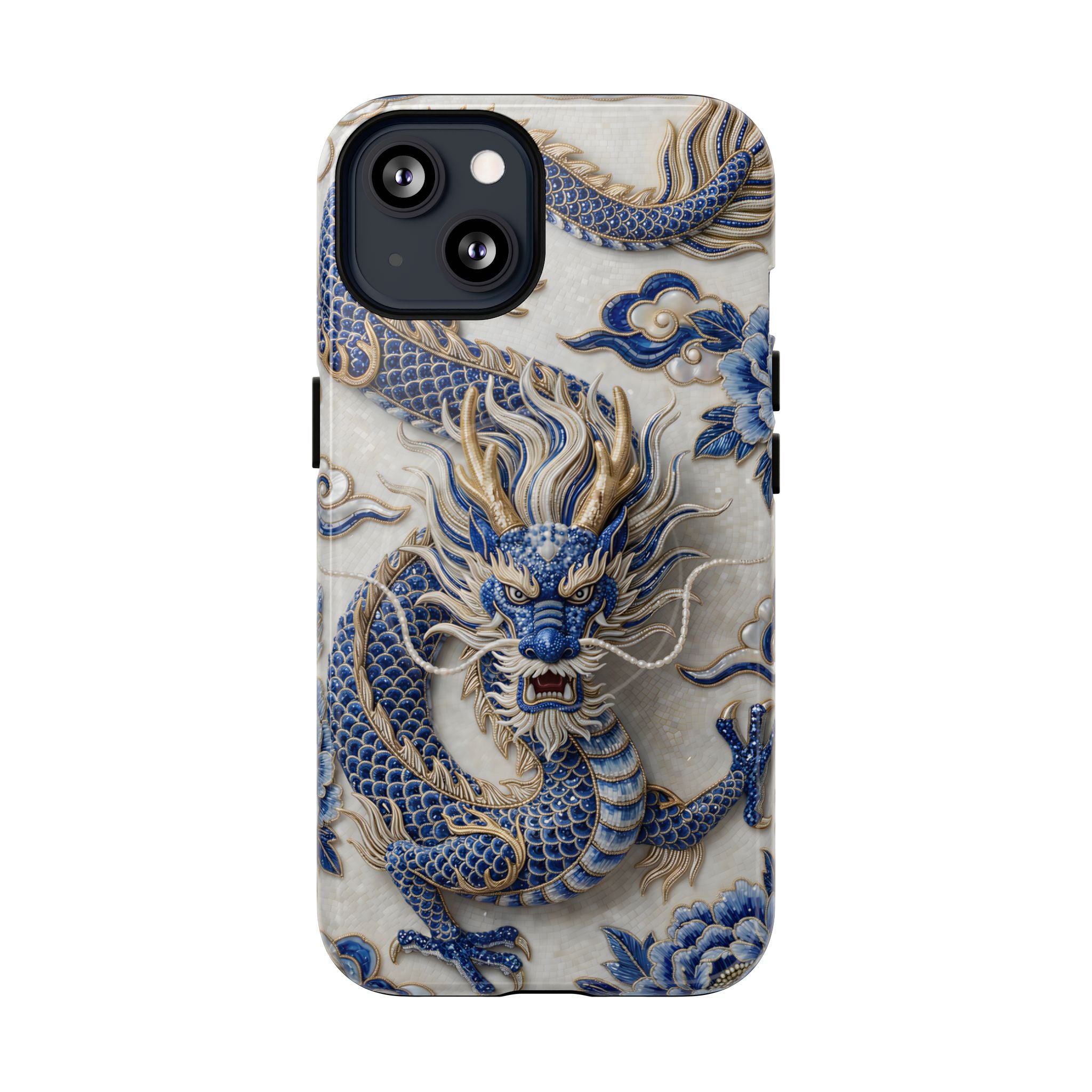 Asian Zodiac Dragon MagSafe iPhone Case | Blue & White Porcelain Luxury Protective Case | Year of the Dragon Gift