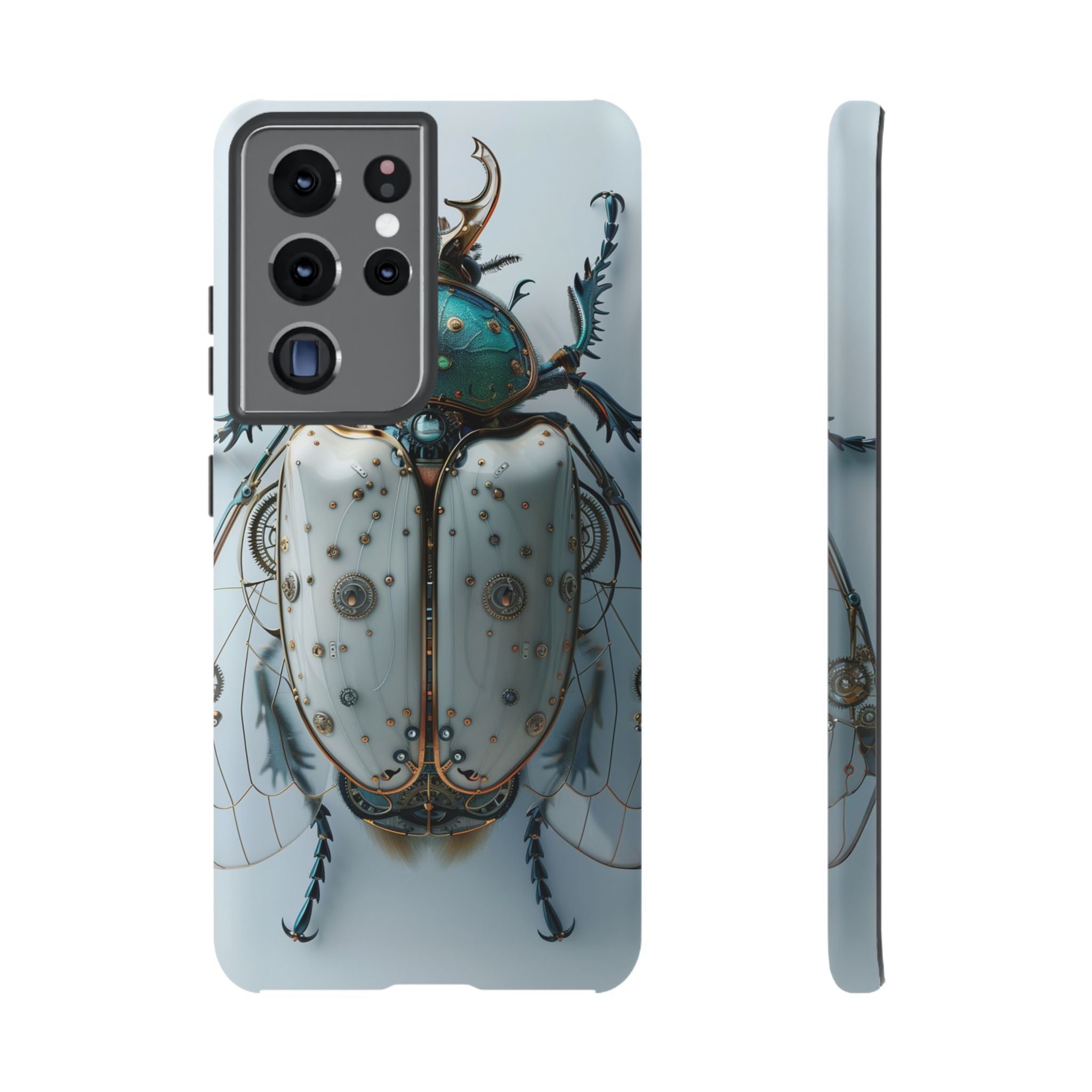 Steampunk White Beetle Protective Tough Samsung Galaxy Case