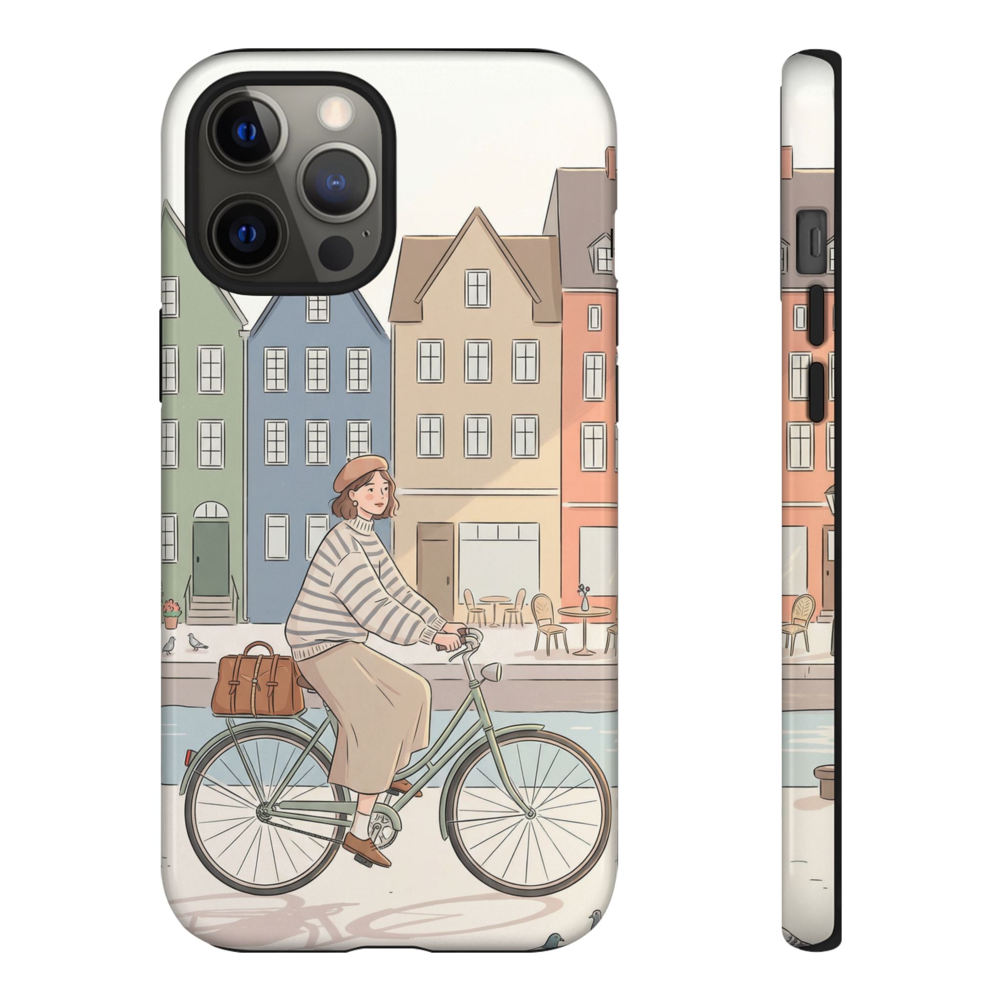 City Bike iPhone Case | Cozy European Street Illustration Tough Cases