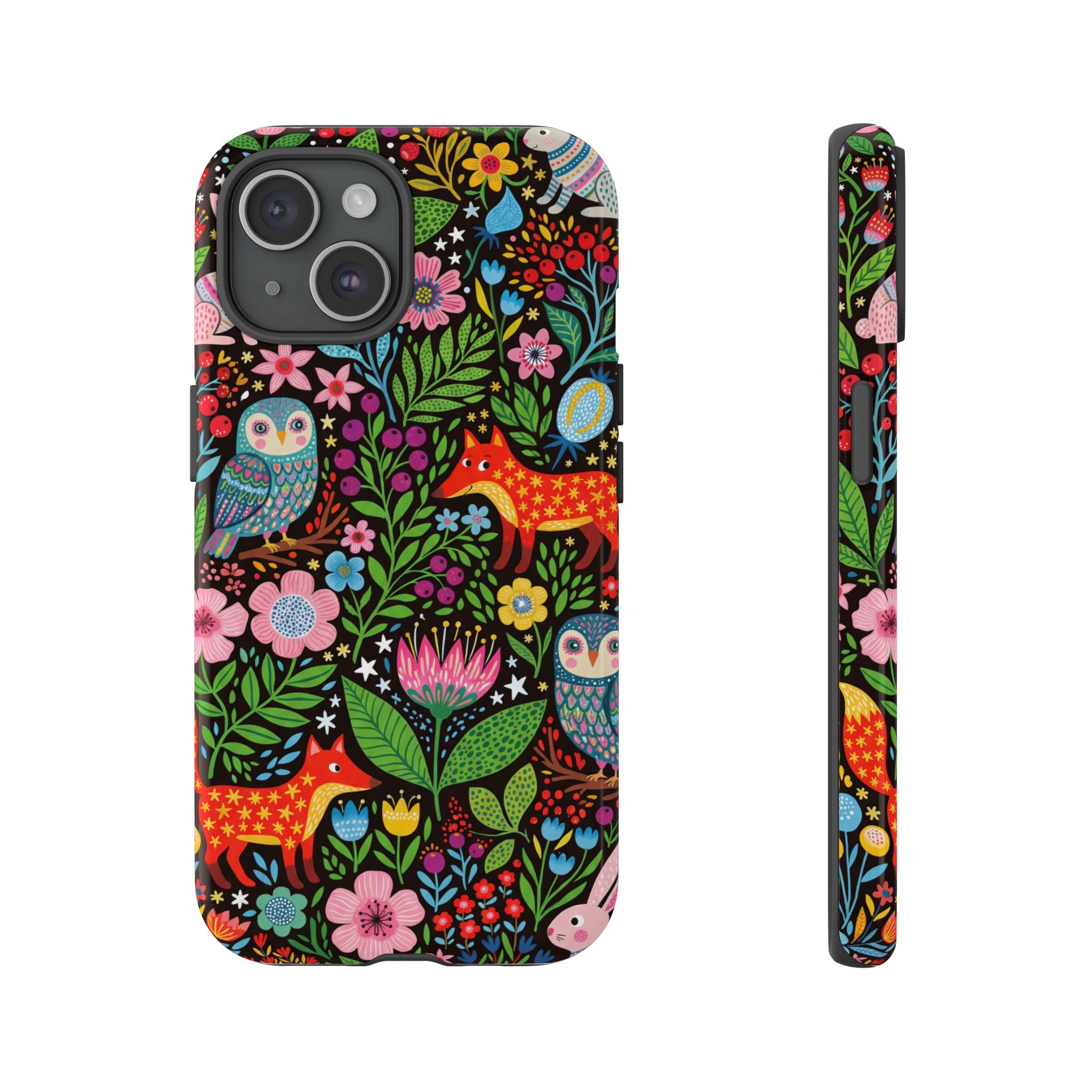 Floral Woodland iPhone Case | Colourful Fox & Owl Protective Cover