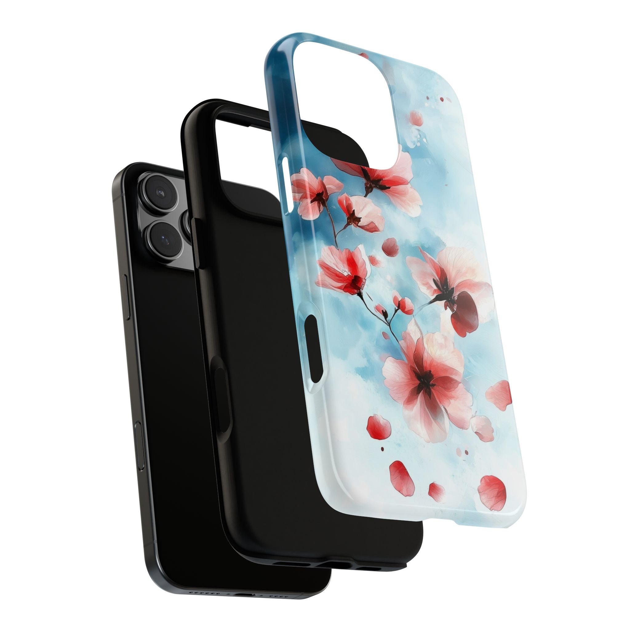 Floral Cherry Blossom iPhone Case | Pastel Pink Blue