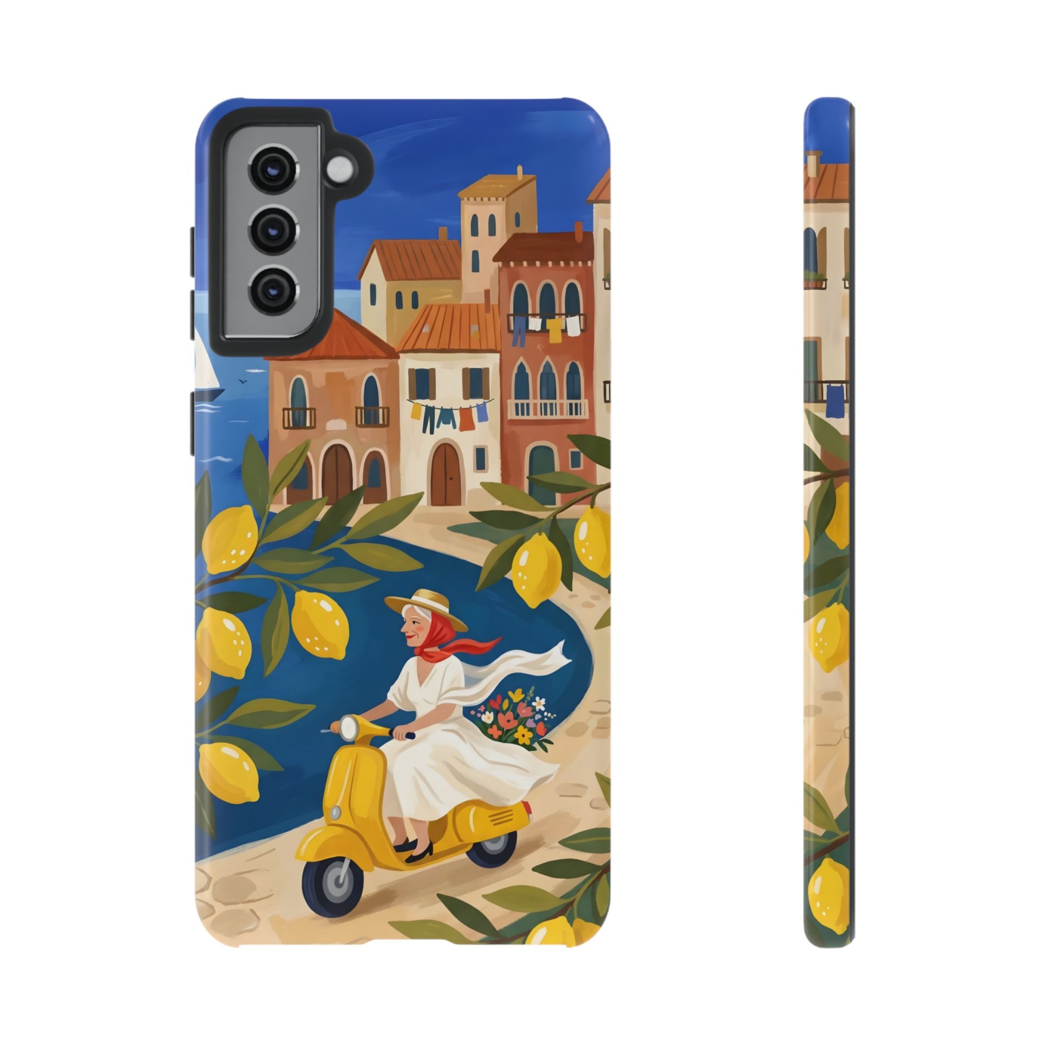 Lemon Coast Scooter Samsung Galaxy Phone Case | Mediterranean Vespa Travel Designn