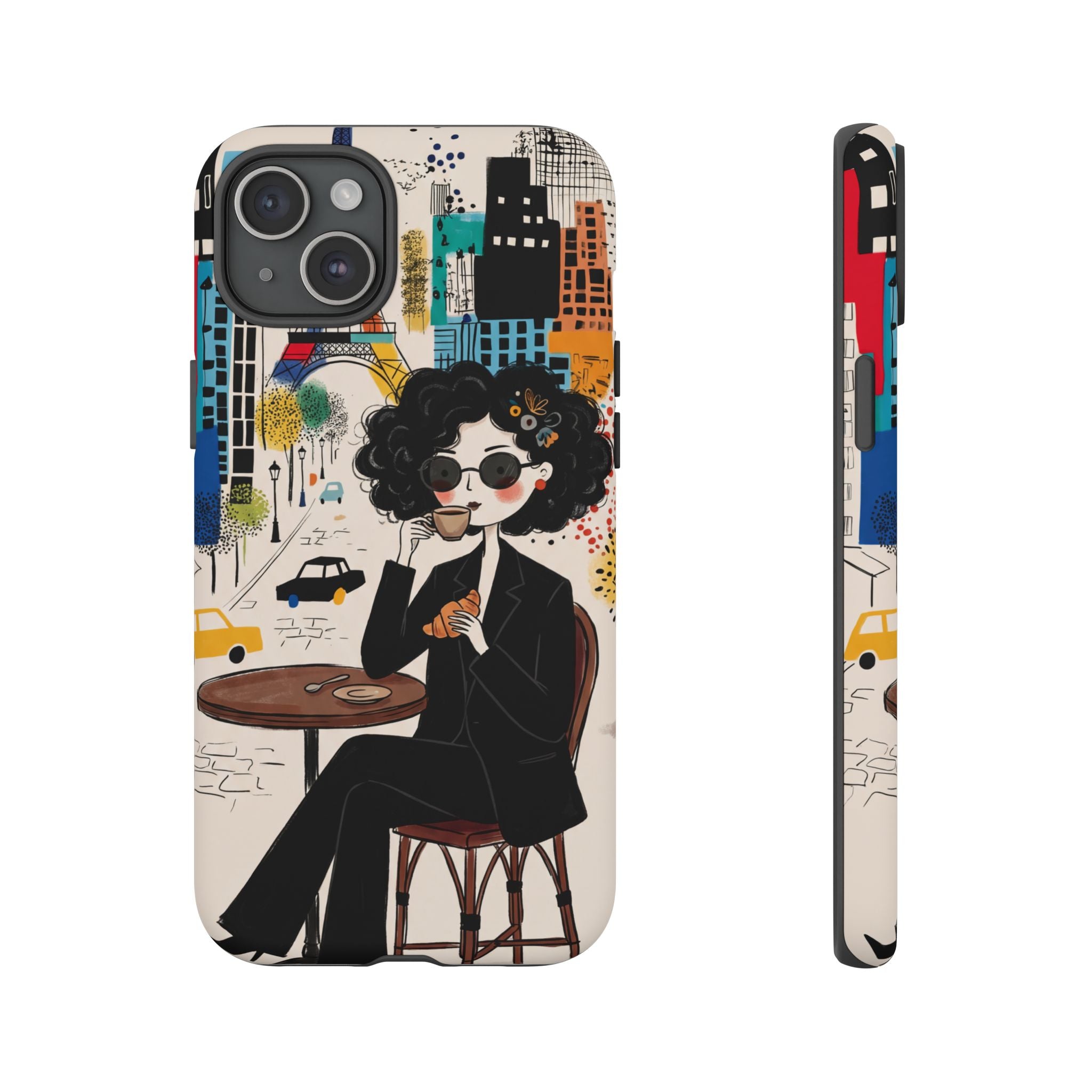 Paris Cafe Chic iPhone Case | Stylish Woman Illustration iPhone Cover