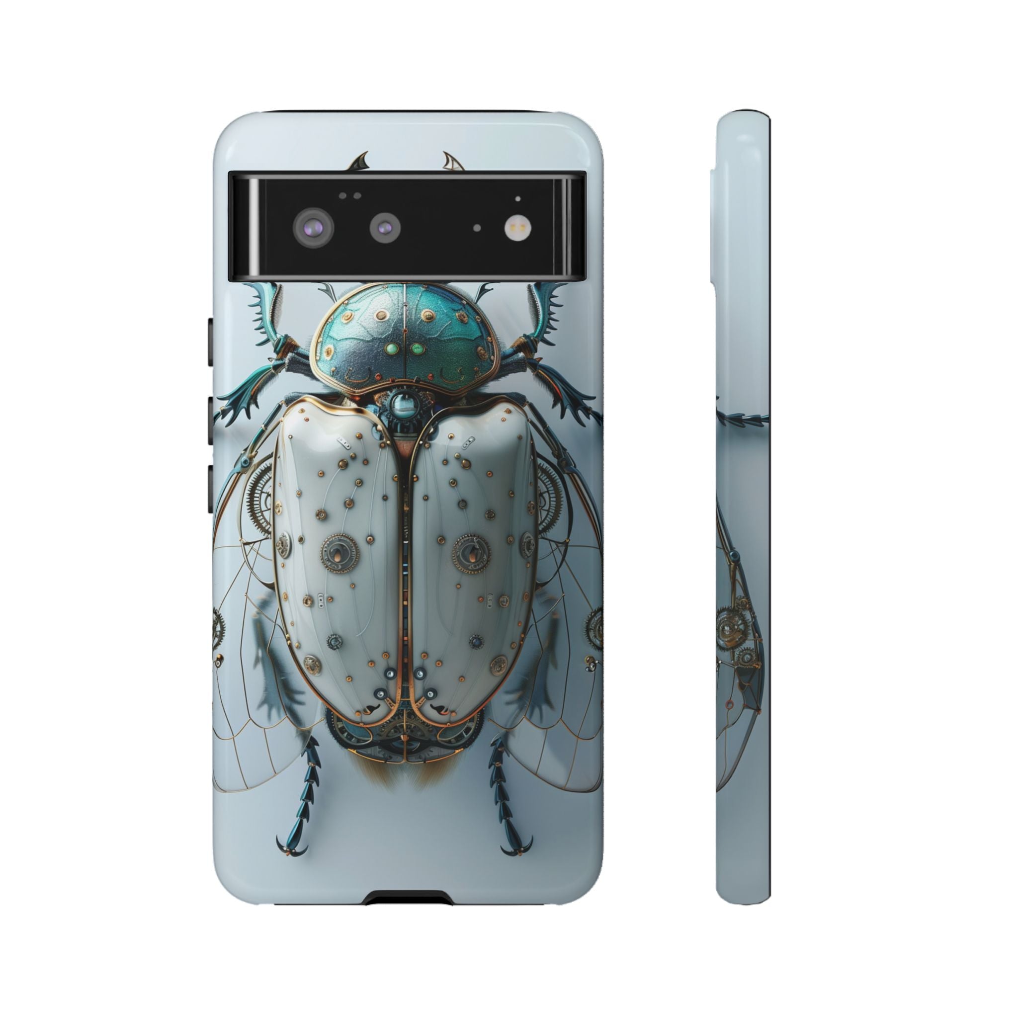 Steampunk White Beetle Protective Tough Google Pixel Case
