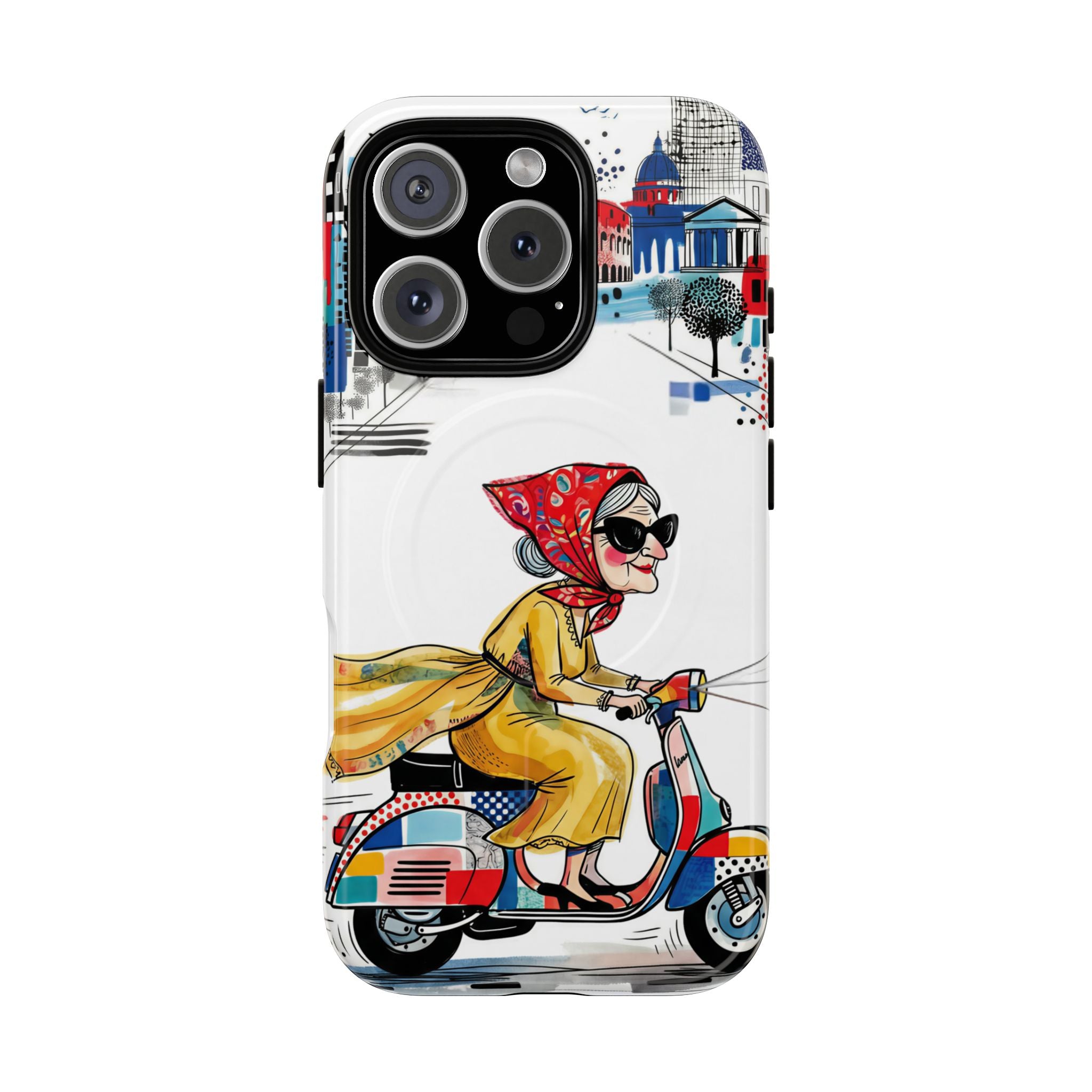 Vintage Vespa Granny MagSafe iPhone Case | Retro Scooter Travel iPhone Cover