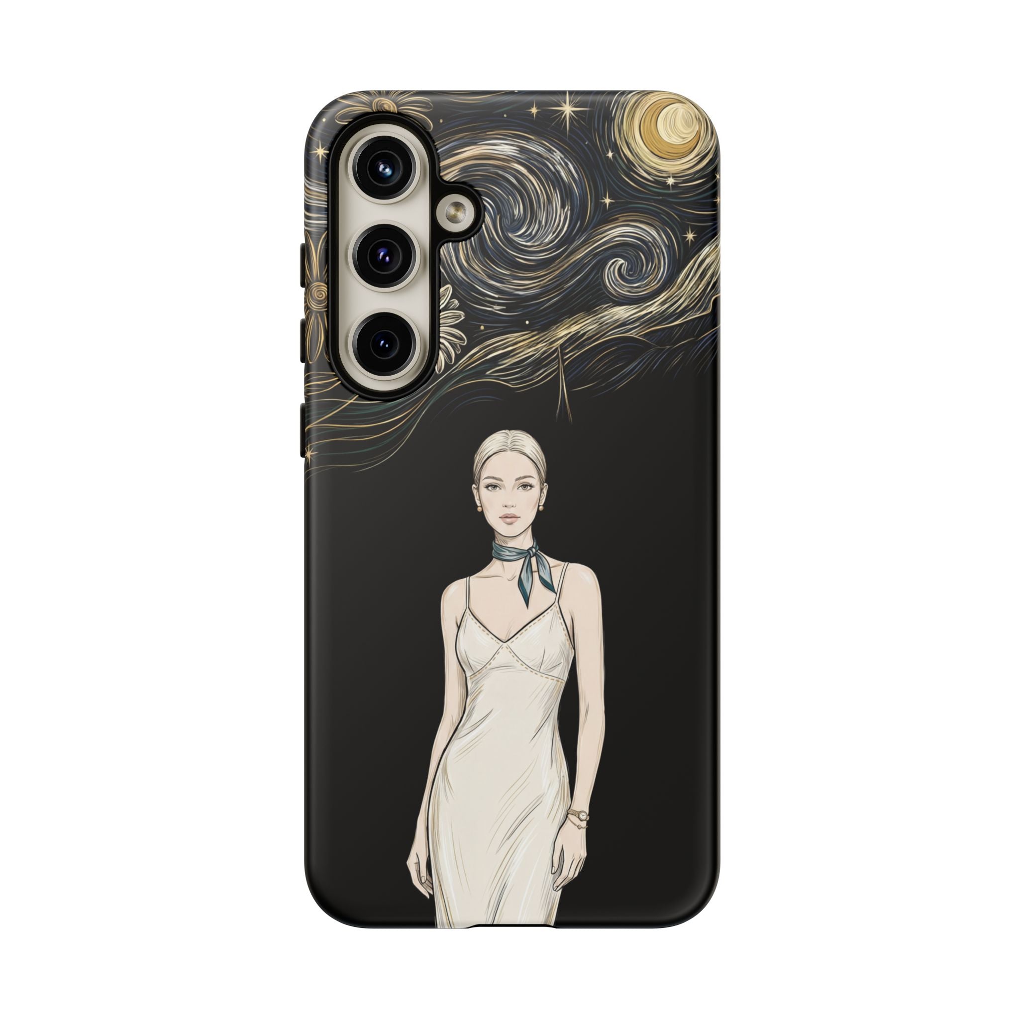 Starry Night Fashion Samsung Galaxy Phone Case | Elegant Woman Illustration