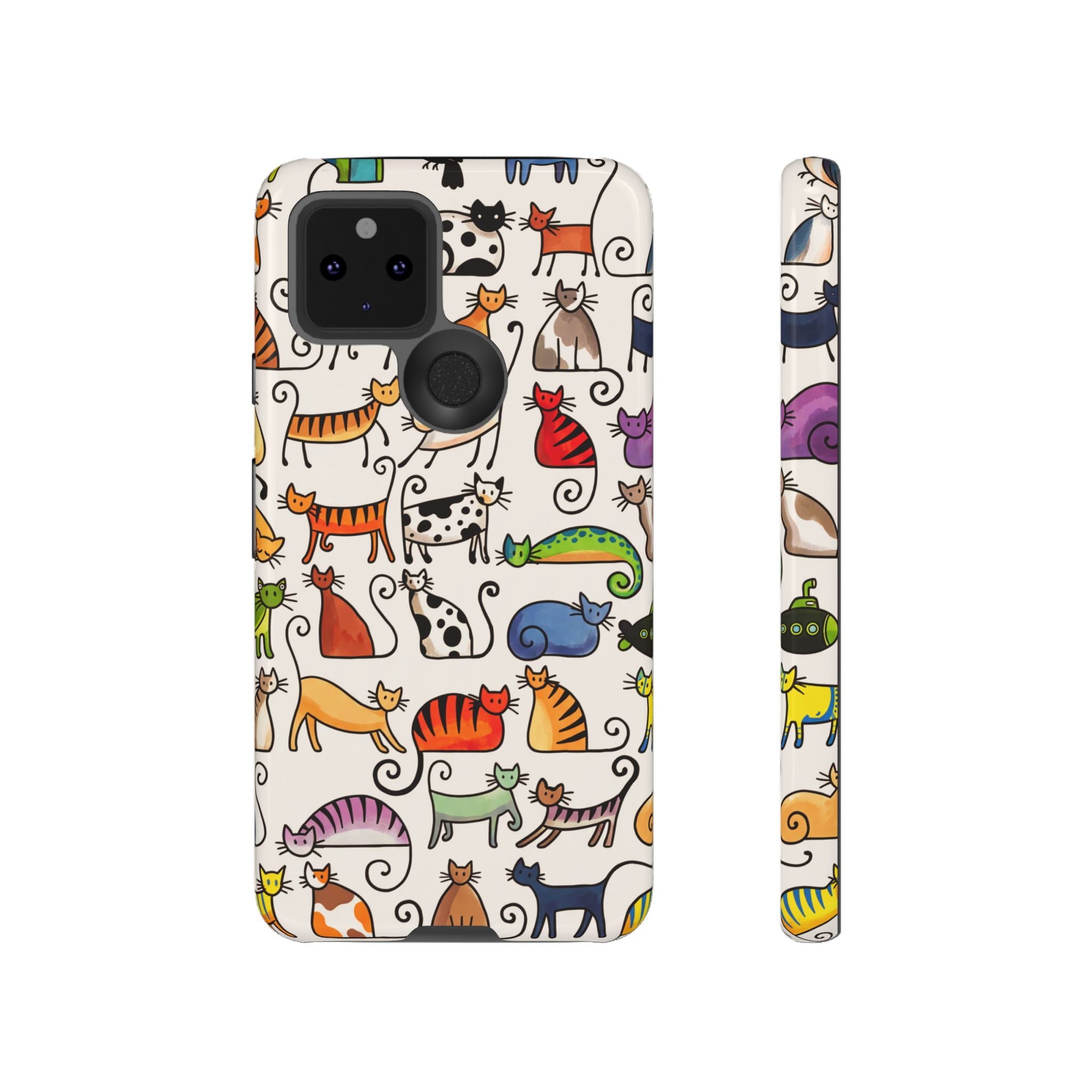 Cat Pattern Tough Google Pixel Case | Colourful Cartoon Cats