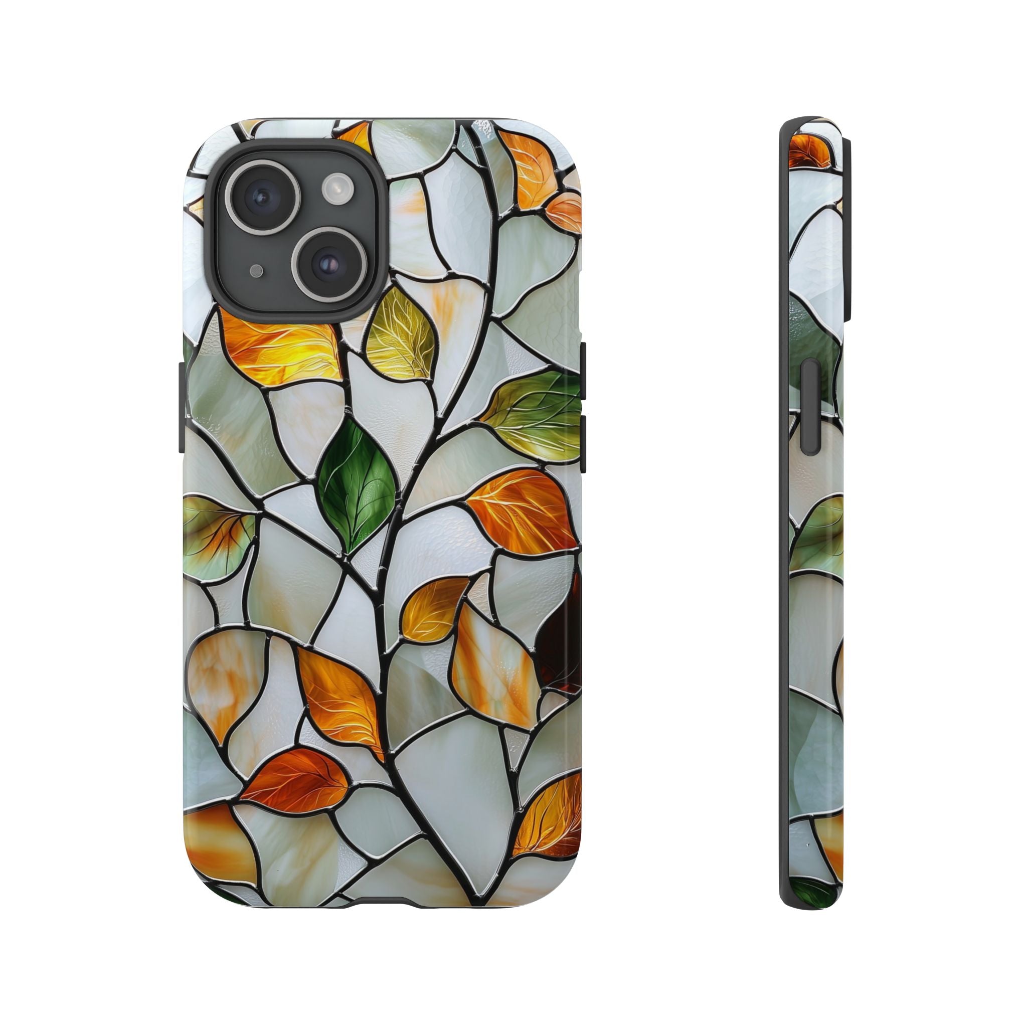 Stained Glass Autumn Leaves Mosaic iPhone Case