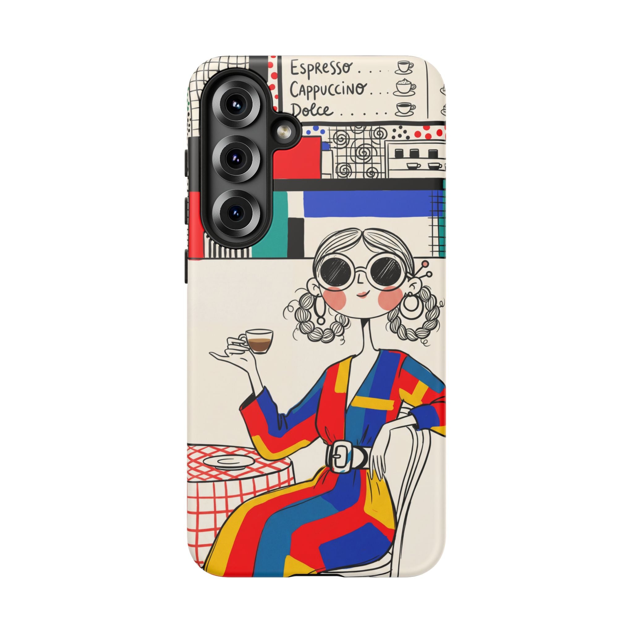Retro Cafe Samsung Galaxy Phone Case | Colourful Chic Woman Illustration