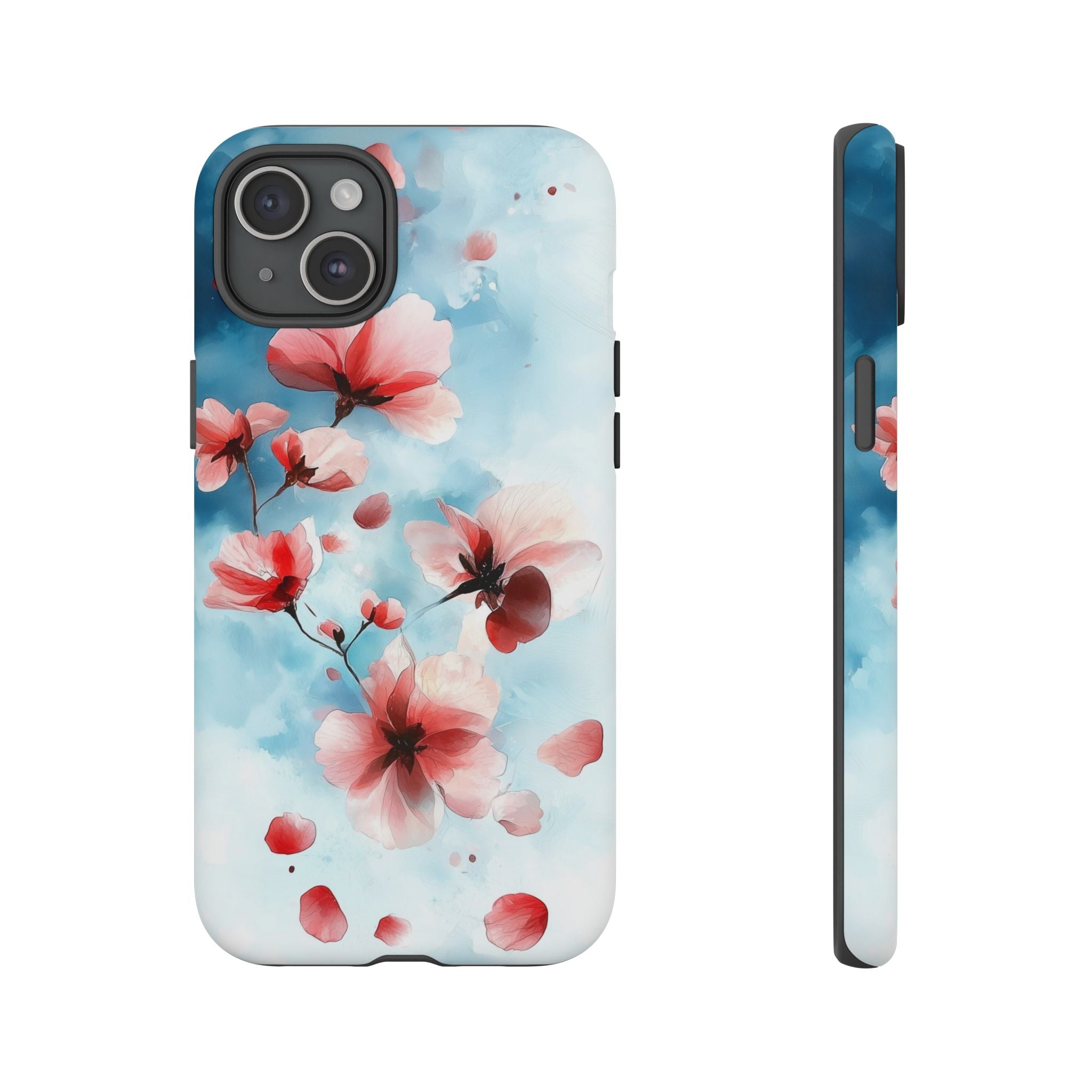 Floral Cherry Blossom iPhone Case | Pastel Pink Blue