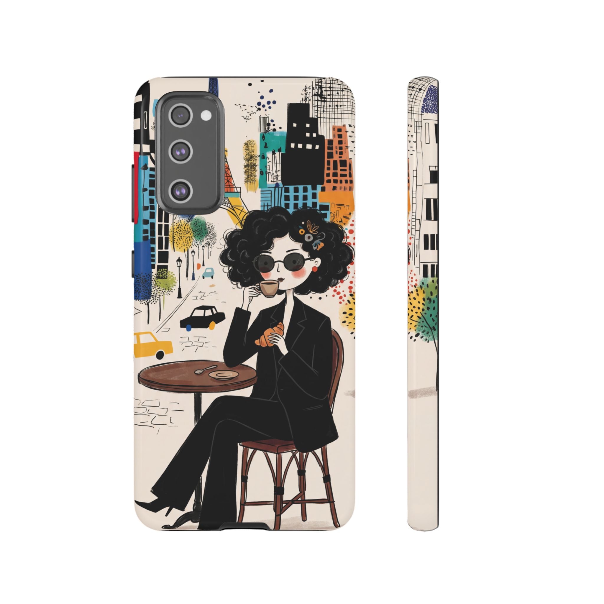 Paris Cafe Chic Samsung Galaxy Phone Case | Stylish Woman Illustration iPhone Cover