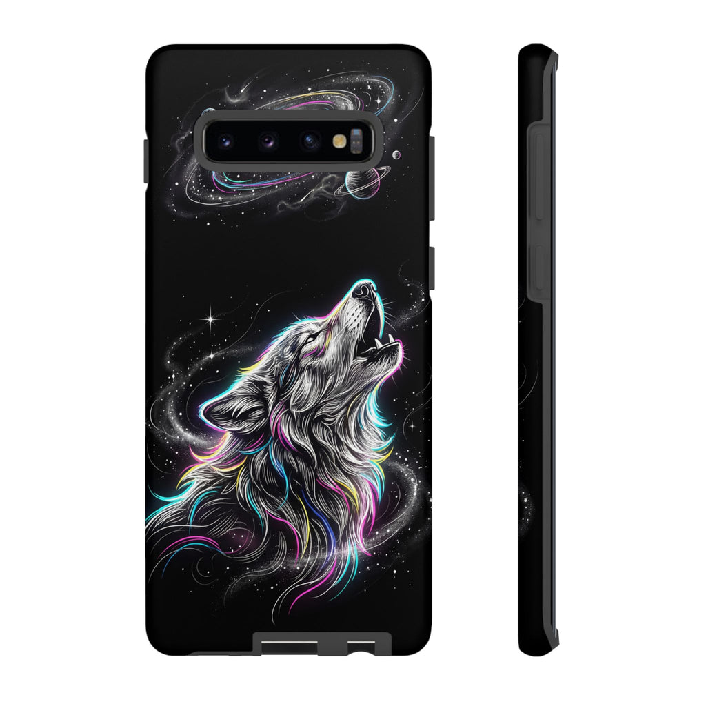 Wolf Galaxy Tough Samsung Galaxy Phone Case | Colorful Howling Wolf Space Design