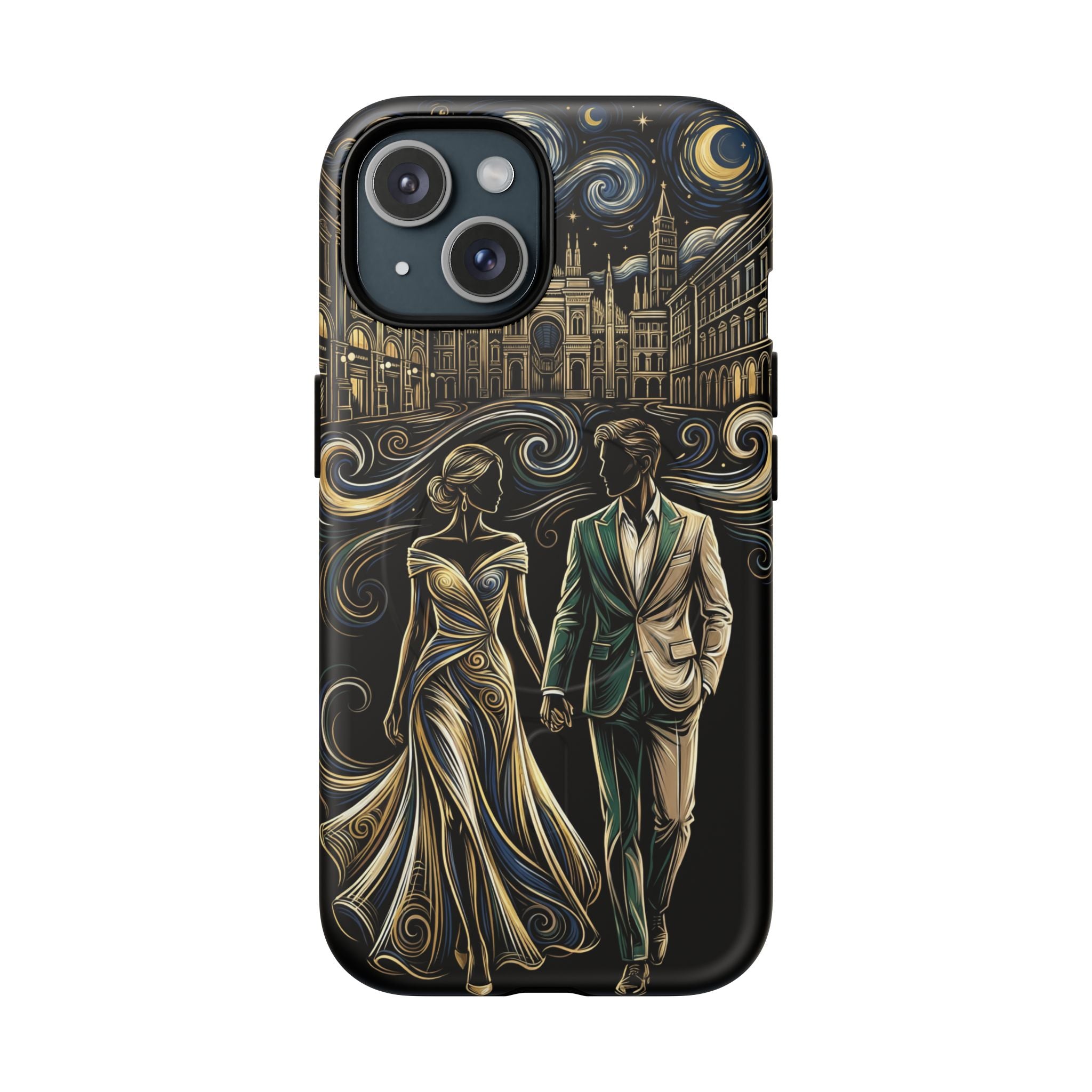 Romantic Night Walk MagSafe iPhone Case | Elegant Couple Art
