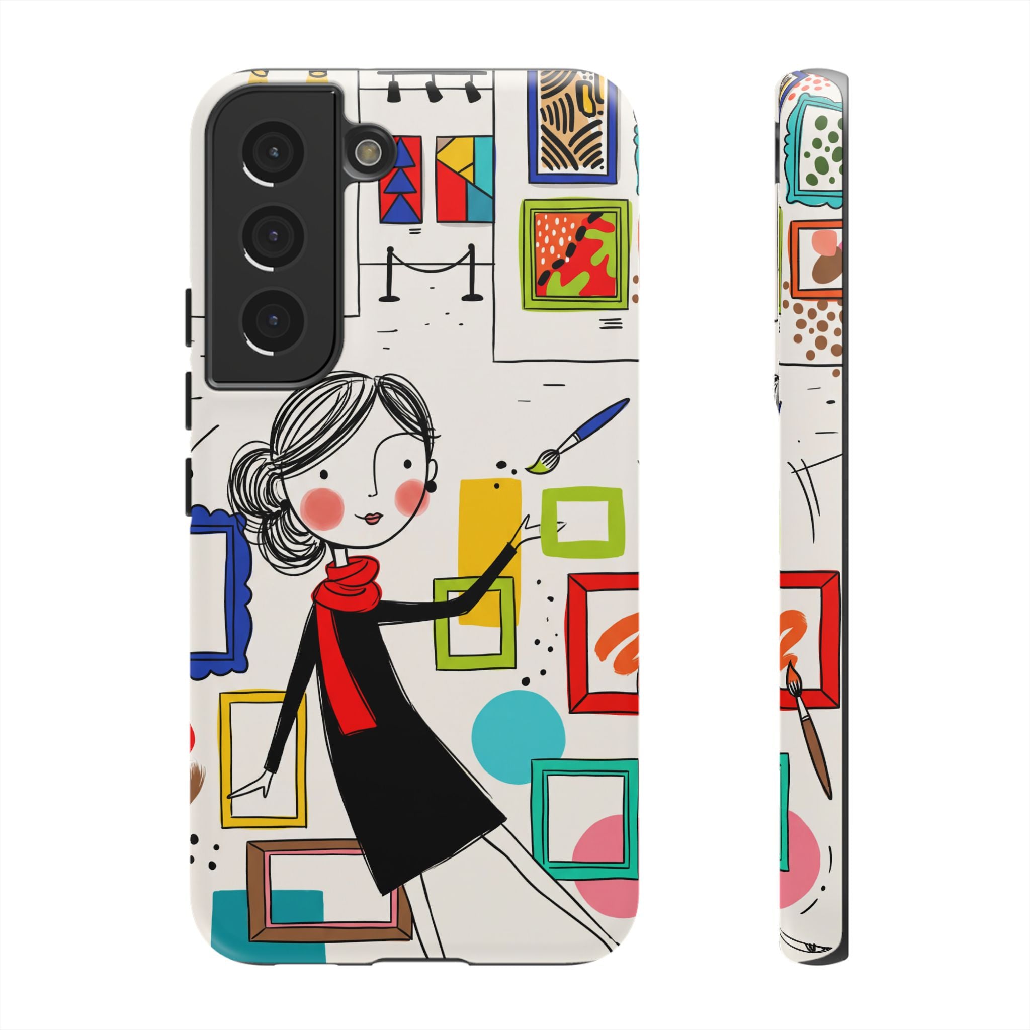 Art Gallery Illustration Samsung Galaxy Phone Case | Cute Woman with Frames Design