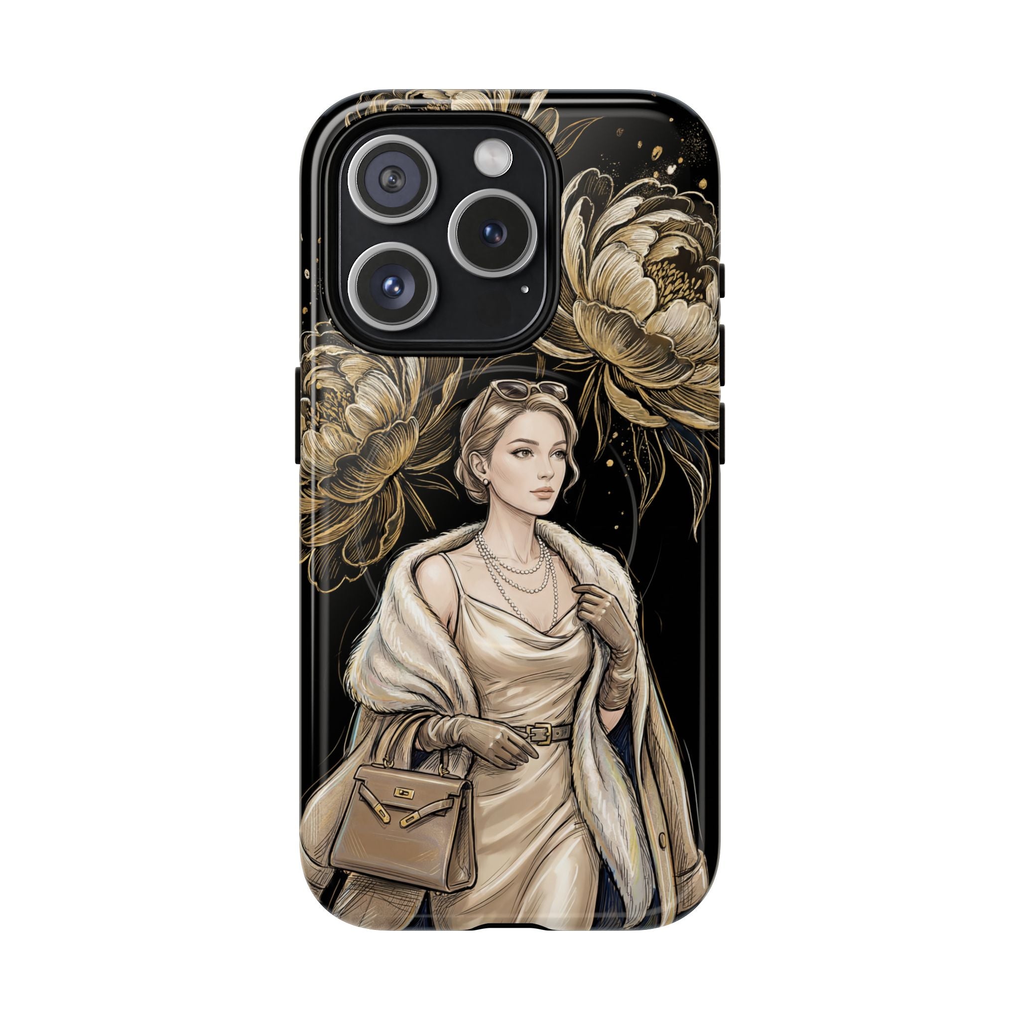 Elegant Vintage Lady Floral MagSafe iPhone Case | Chic Protective Cover for Women