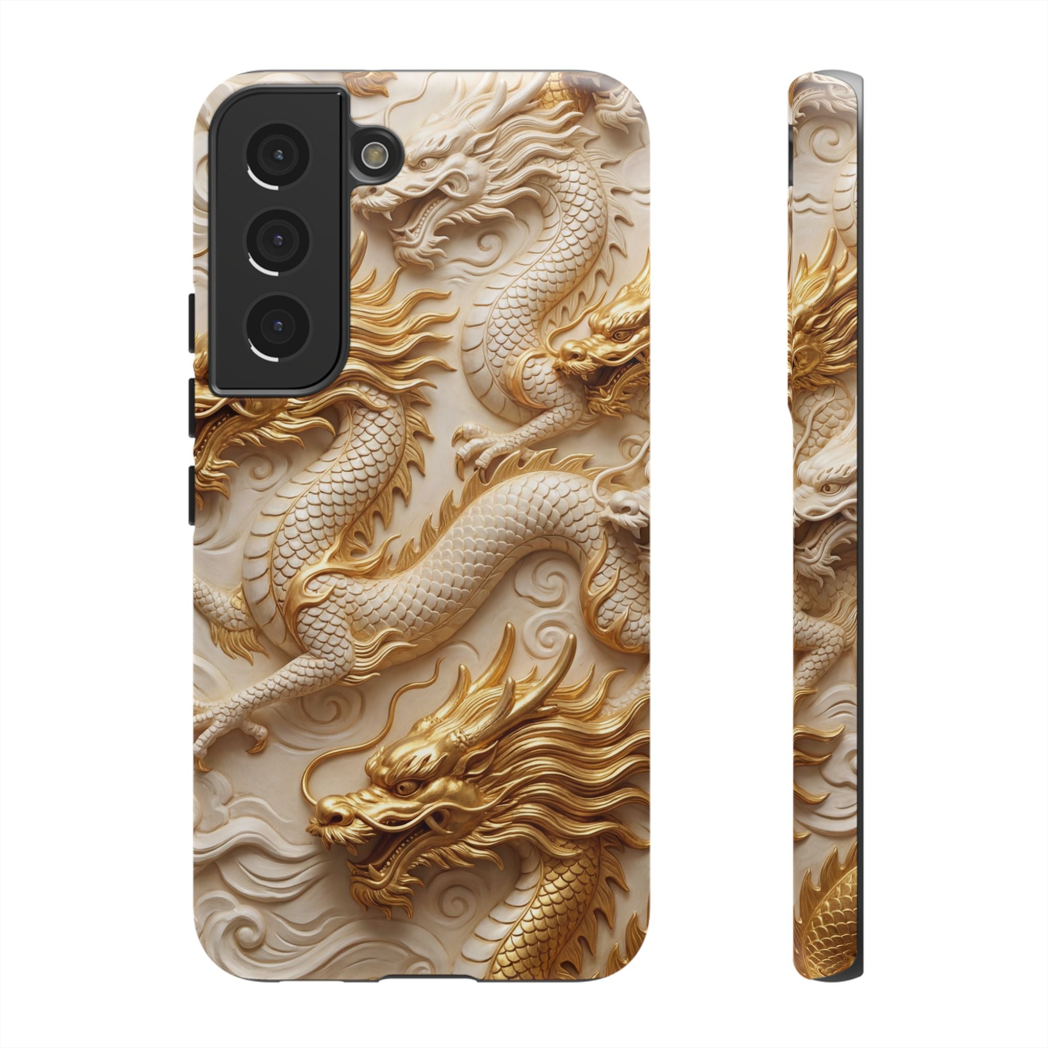 Dragon Relief Samsung Galaxy Case — Gold Carved Dragon Protective Cover