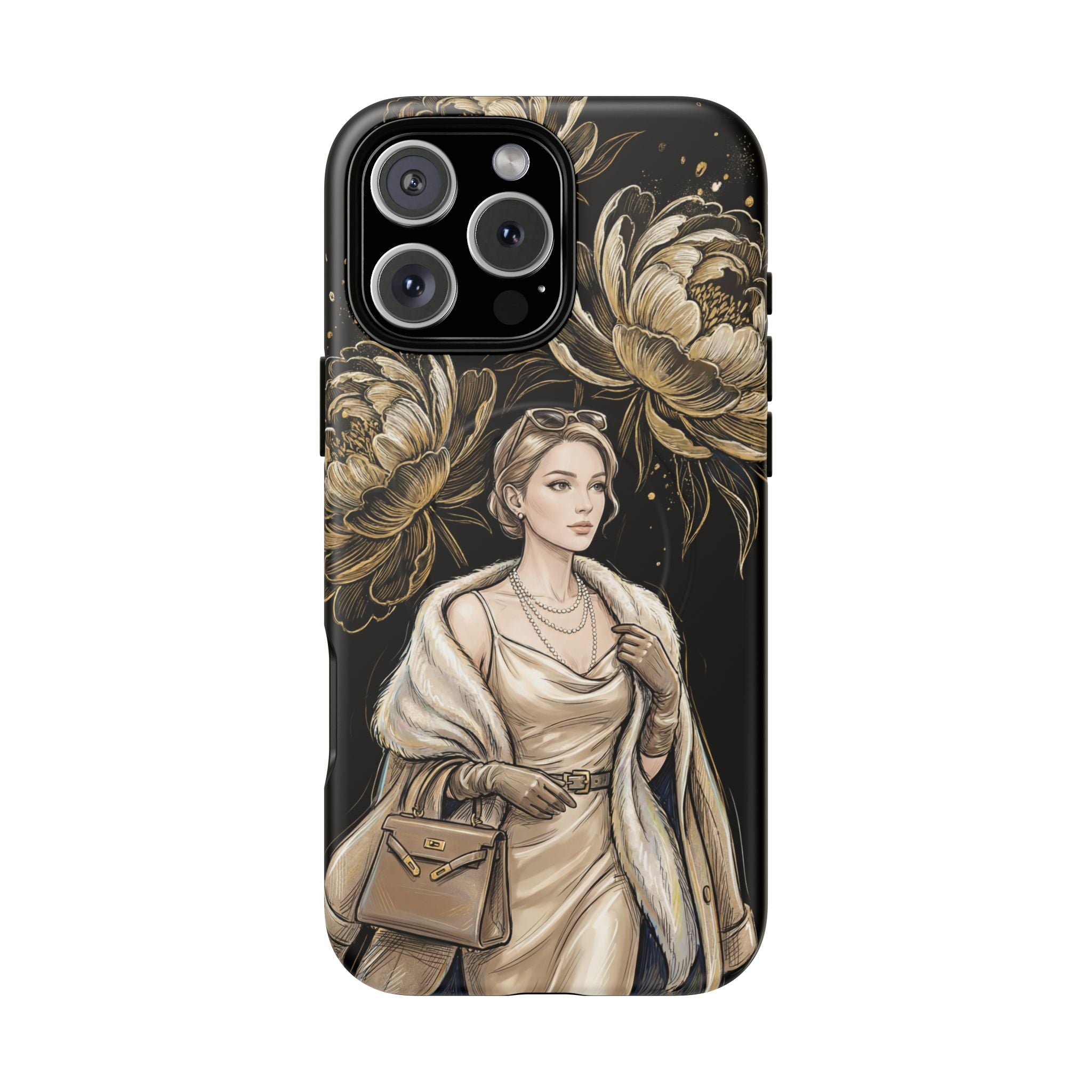 Elegant Vintage Lady Floral MagSafe iPhone Case | Chic Protective Cover for Women