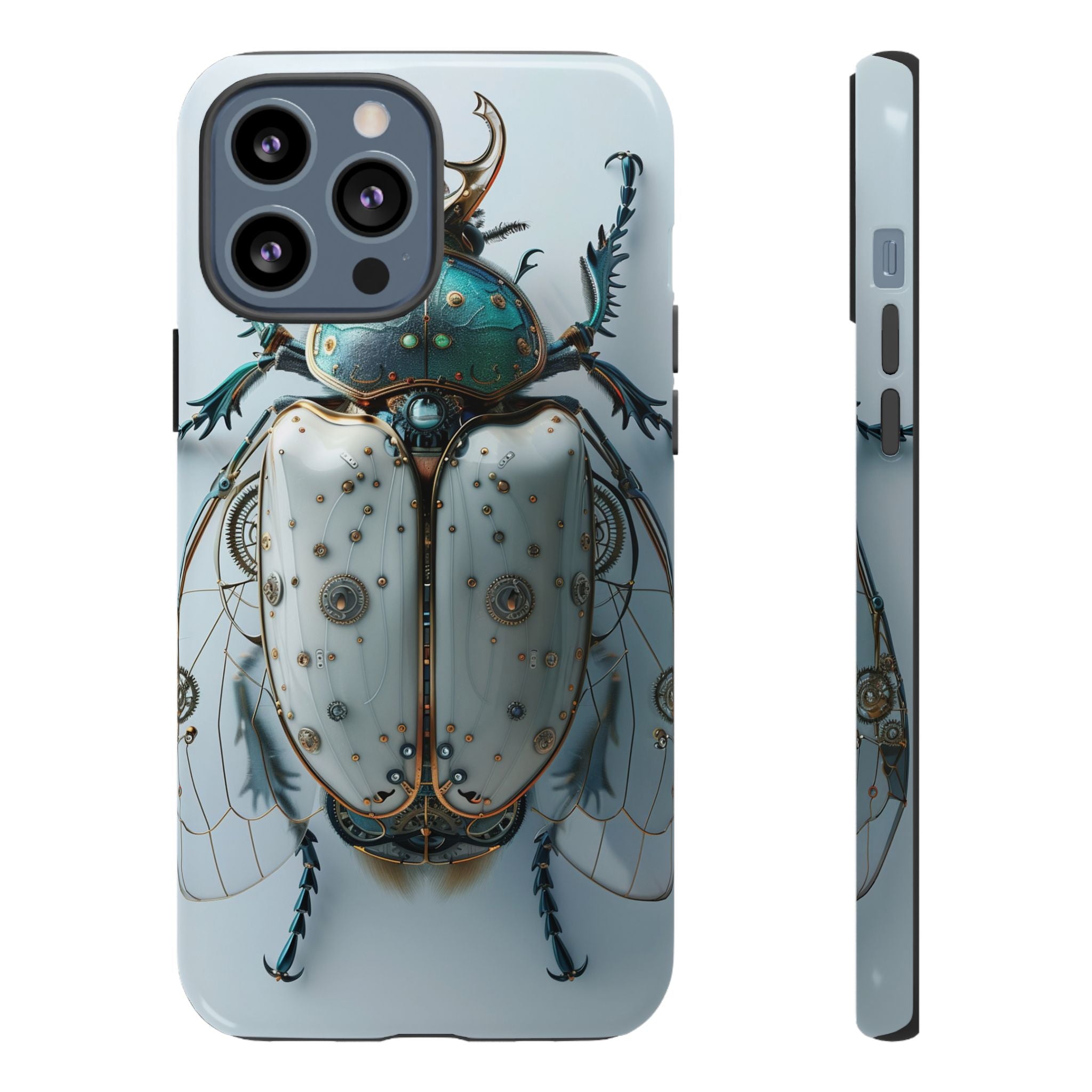 Steampunk White Beetle Protective Tough iPhone Case