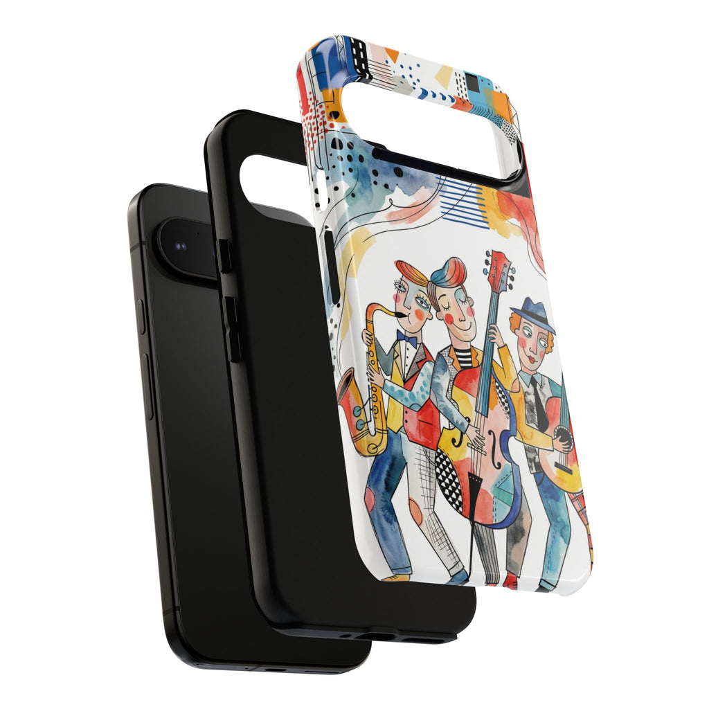 Musical Trio Illustrated Google Pixel Phone Case | Colorful Jazz Band Art Phone Cover